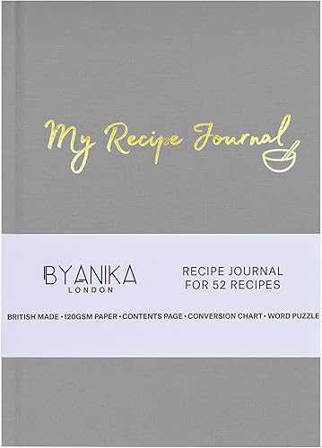 Miniatura 10 de BYANIKA Libro de recetas para recetas propias, 52 recetas, diario de recetas en blanco, cuaderno de tapa dura, escribe tu propio diario de cocina
