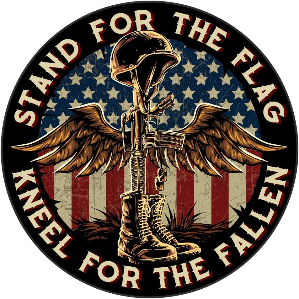 - Battlefield Cross Stand for The Flag Kneel for The Fallen Patriotic - 7 inch Patriotic Decal Sticker for Cars, Trucks, Motorcycles, Boats & Laptops