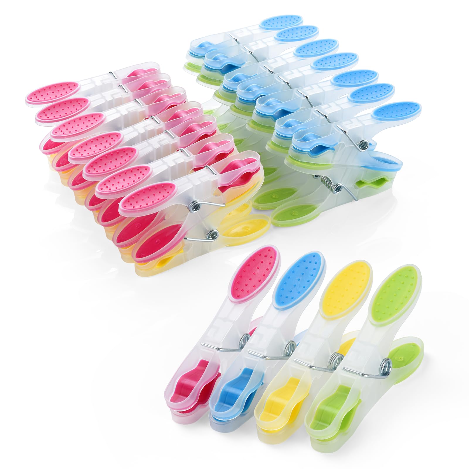 AiQInu 30 Piezas Pinzas para Ropa, Plástico Pinzas con Silicona Antideslizante, Multicolor Clips No Deja Marcas para Ropa Interior Pantalones Camisetas Calcetines