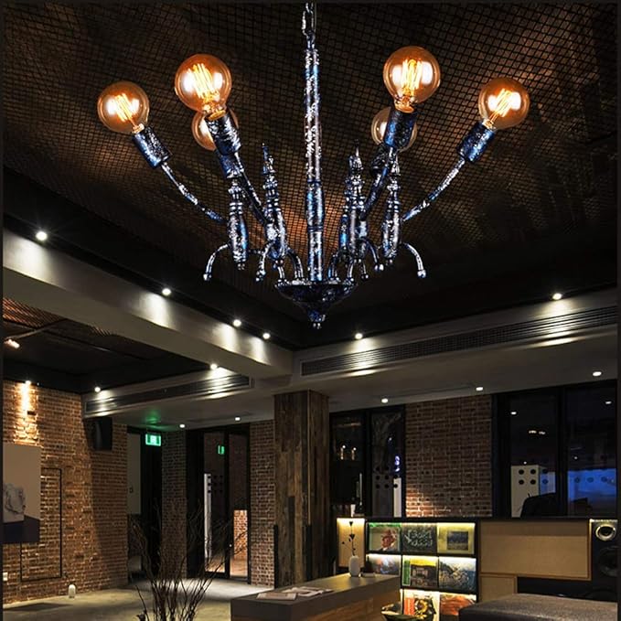 NZDY Nieuwigheid kroonluchter retro rustieke smeedijzeren design hanglampen American Industrial E27 6-lampen hanglamp voor keuken IJsland verlichting bar restaurant café suspensie photo 2