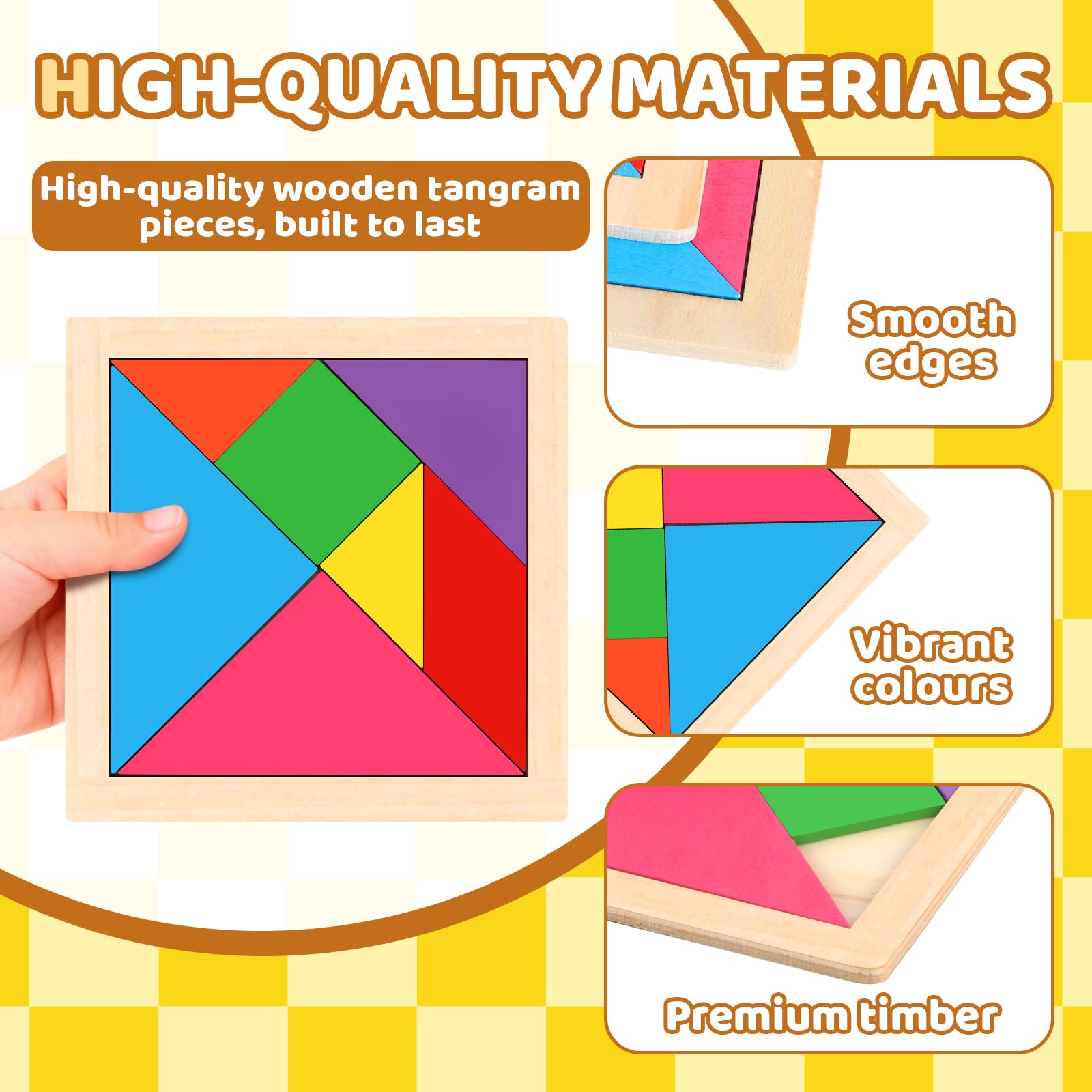 16 Gioco Tangram in legno per bambini, Tangram Jigsaw Puzzle in Legno, Divertenti Giocattoli Educativi Rompicapo di Apprendimento