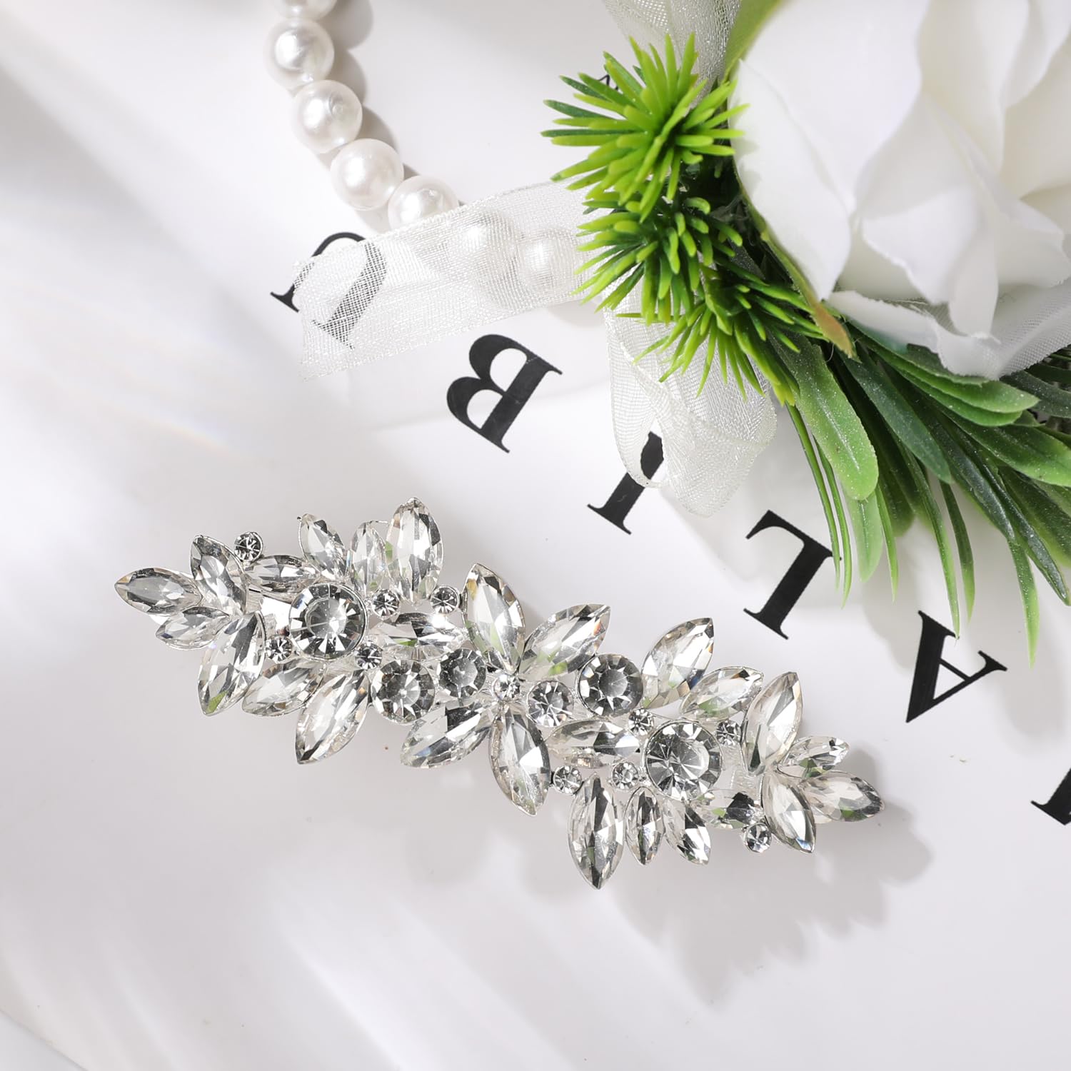Sparkling Rhinestone Hair Barrette 4.25\