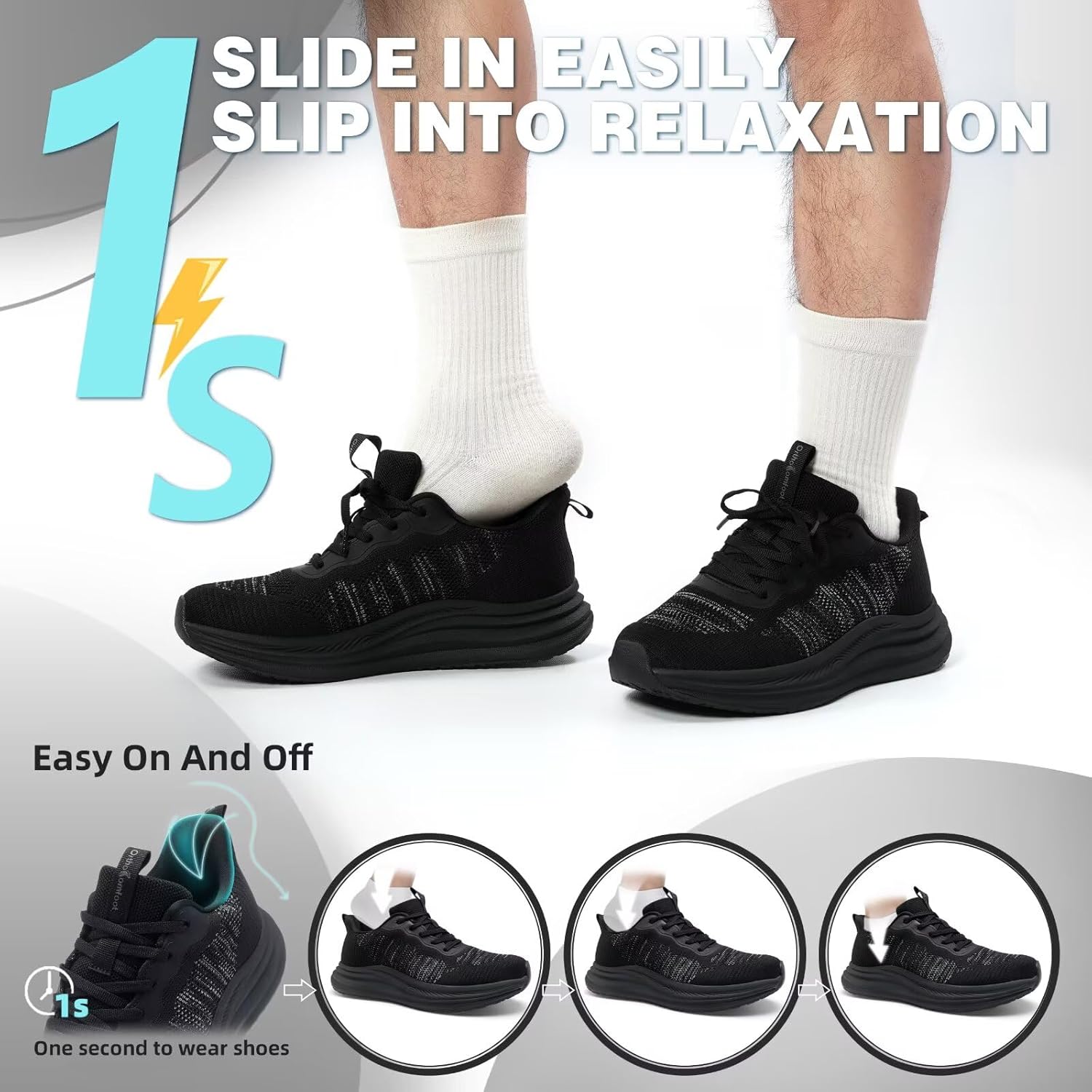 OrthoComfoot Men's Orthopedic Road Running Shoes: Comfortable Casual Arch Supports Plantar Fasciitis Orthotic Athletic Sneakers, Casual Sports Tennis Work Walking Shoes for Foot Heel and Pain Relief