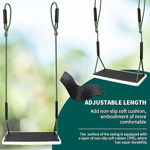 Miniatura 4 de Asiento de columpio resistente antideslizante con cuerda de árbol ajustable, accesorios de repuesto para niños, al aire libre, patio trasero, parque