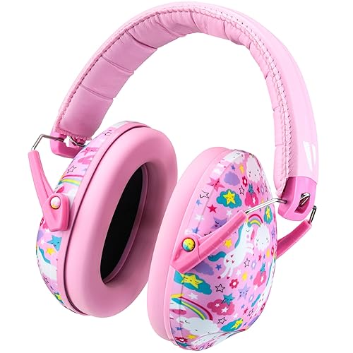 Vanderfields Kids Ear Defenders Children, Age 3-16, Certified UKCA 27dB, Adjustable Size, Noise Cancelling Headphones Kids, Ear Defenders Autism, Ear Muffs for Toddler, Boys, Girls, School - One Size - Unicorn Dream