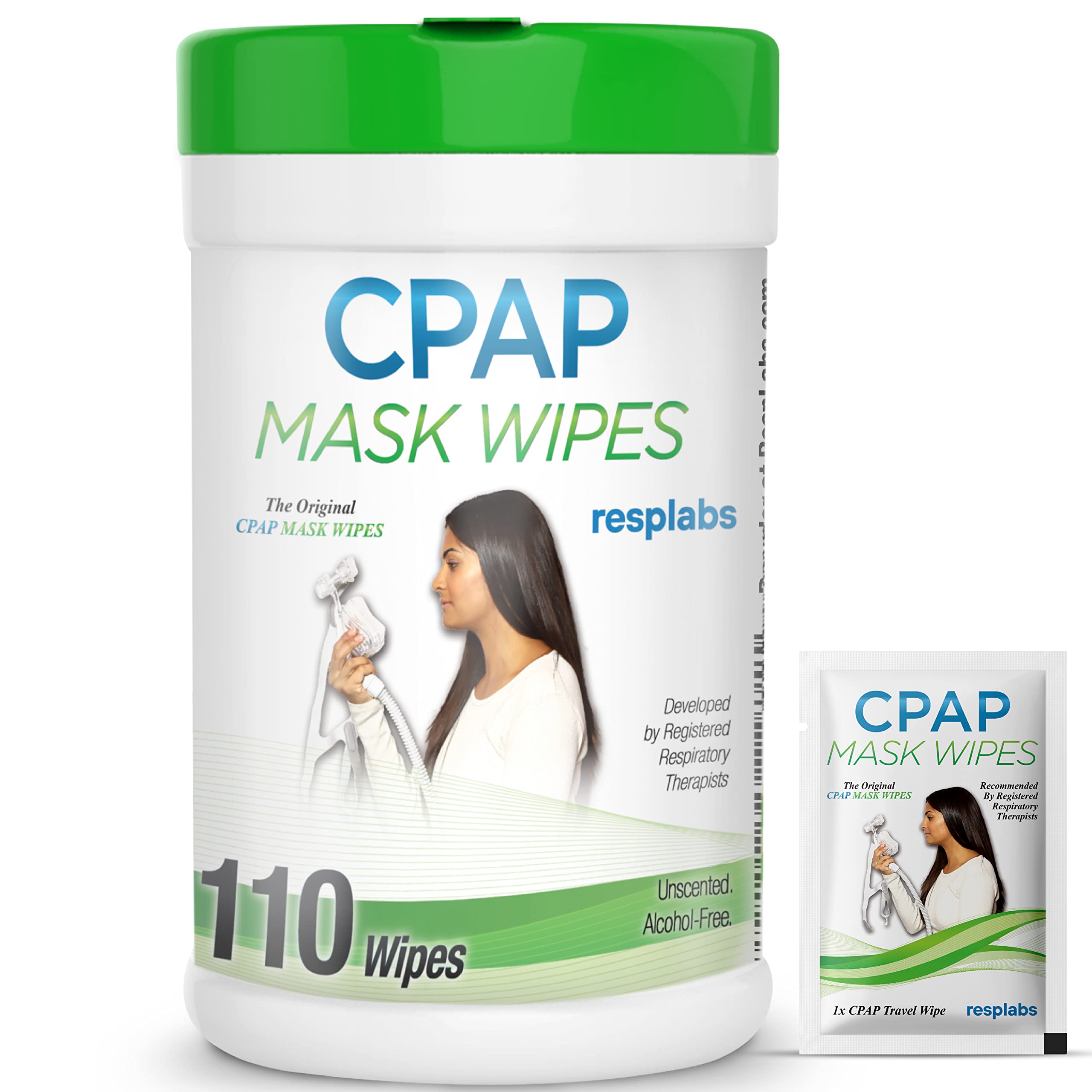 resplabs CPAP Mask Cleaning Wipes Unscented, Alcoholfree Cleaner for