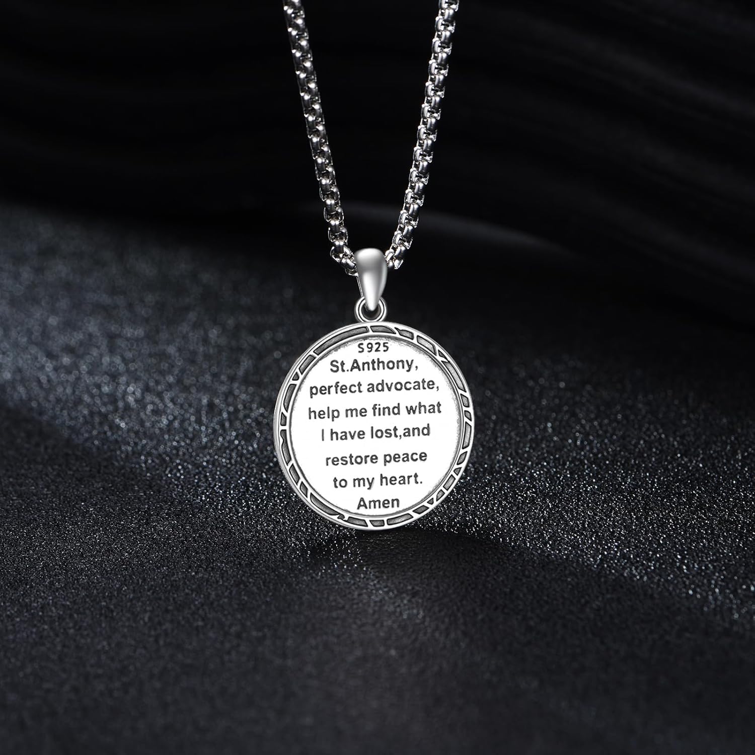 YFN 925 Sterling Silver Patron Saint Medal Necklace Amulet Pendant with 22+2 Inches Chain Protection Jewelry Gift for Men and Women(with Gift Box) - Image 3