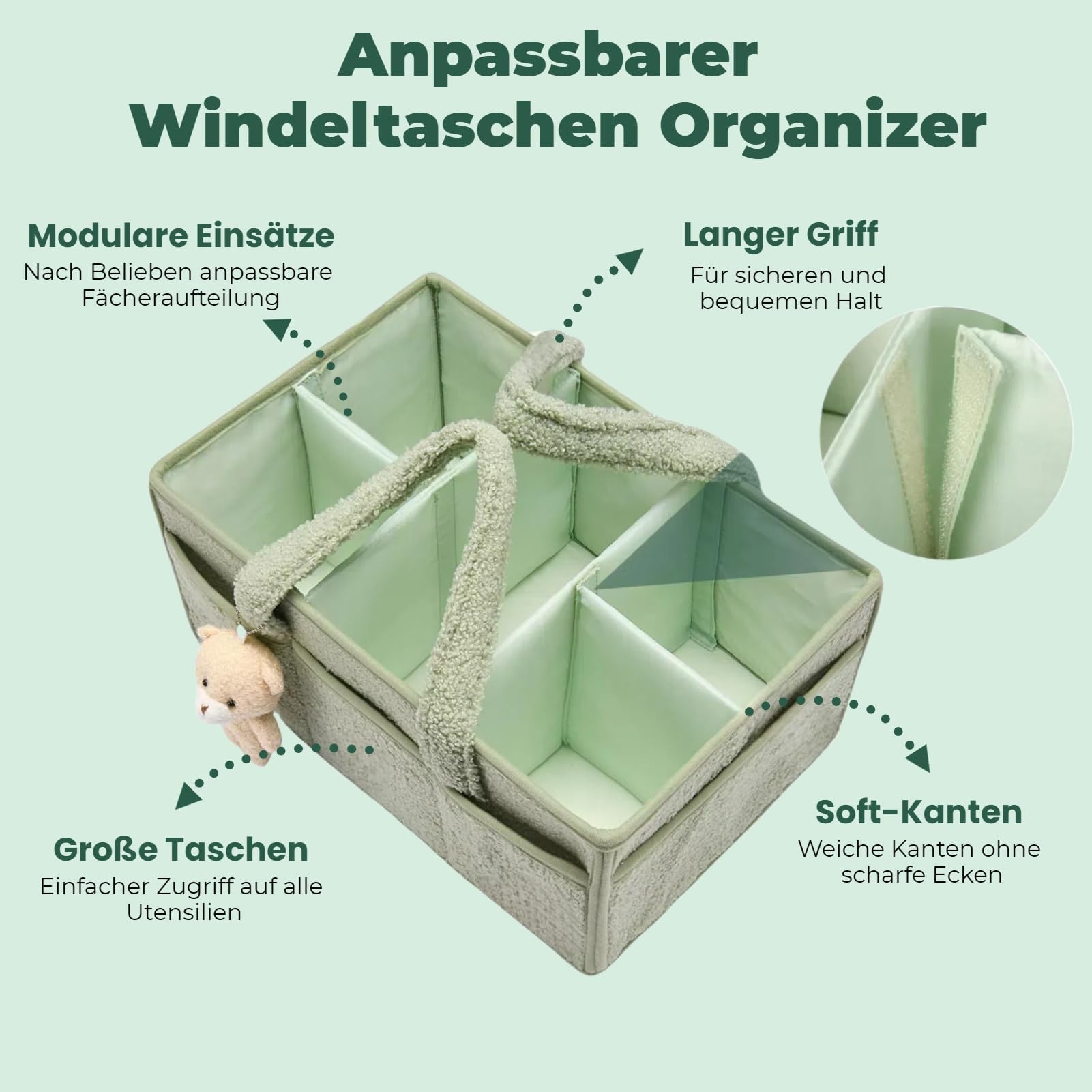 Panier Rangement BéBé, Portable Panier De Rangement Bebe, Langer Feutre Bebe, Compartiment Amovible, Parfait Pour Les Essentiels Du Nouveau-Né, Le Changement Des Couches (A)