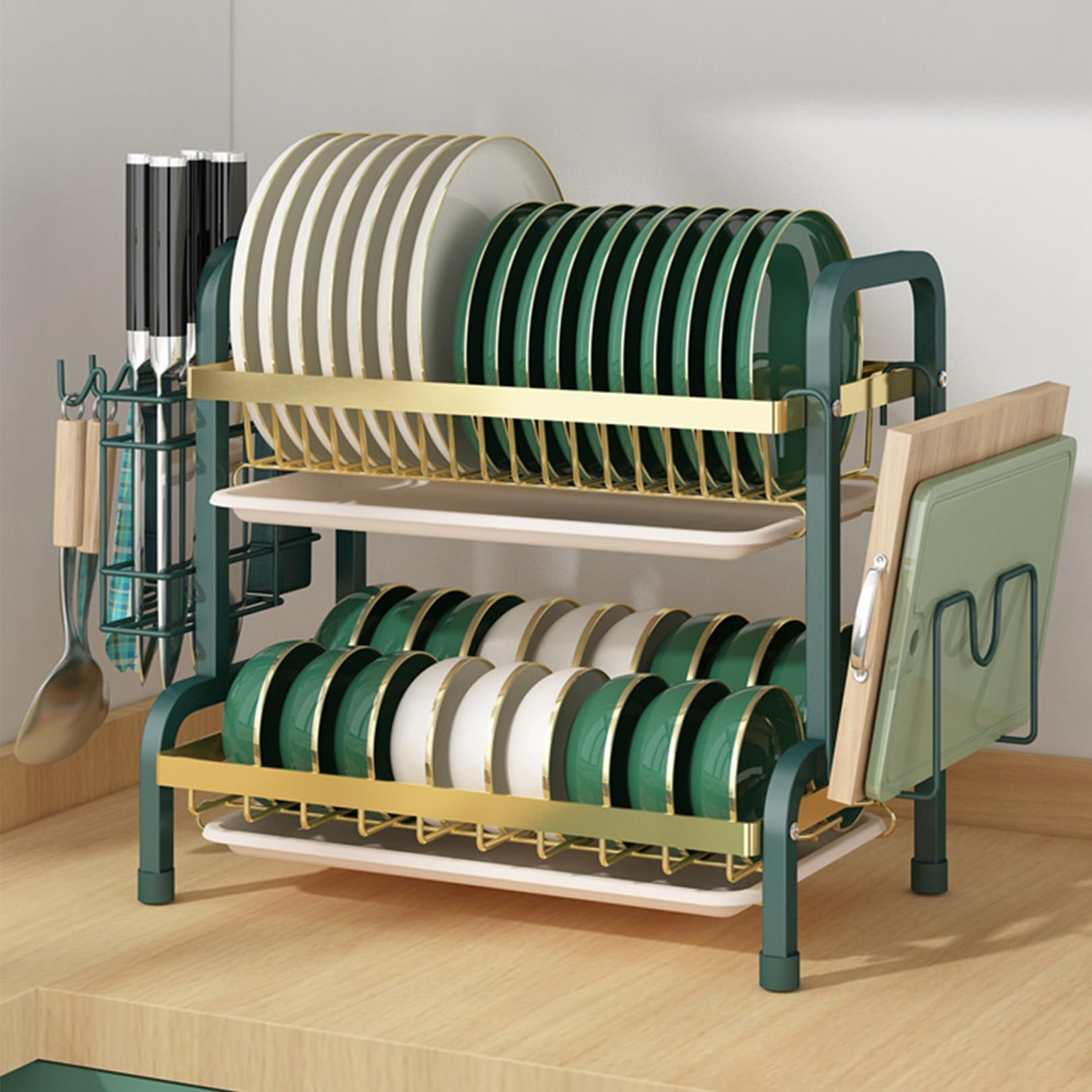 FLYIODFCXV drain rack, Dish Rack 2 with Drip Tray Drainer Kitchen Counter