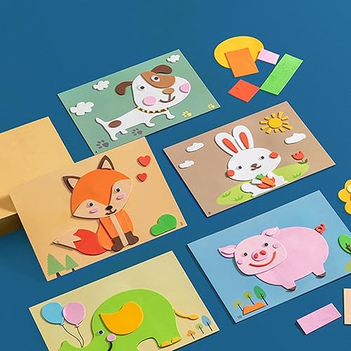 Miniatura 2 de Ipetboom 12 hojas de calcomanías de rompecabezas de animales para niños, calcomanías de rompecabezas de animales 3D, calcomanía de espuma EVA,