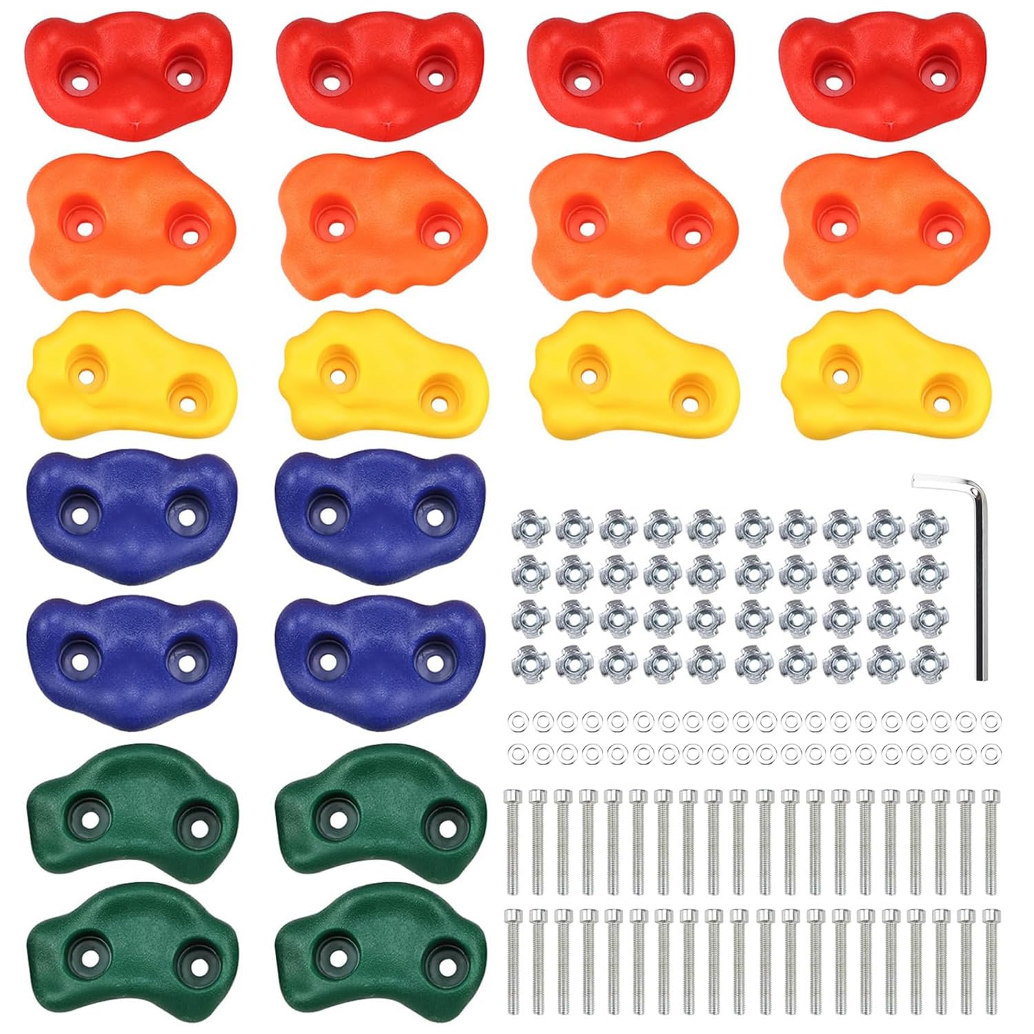 Yaegoo 20 PCS Climbing Holds for Kids, Rock Wall Climbing Kit with Mounting Hardware, Climbing Rock Wall Holds for Indoor and Outdoor Playground Play Set