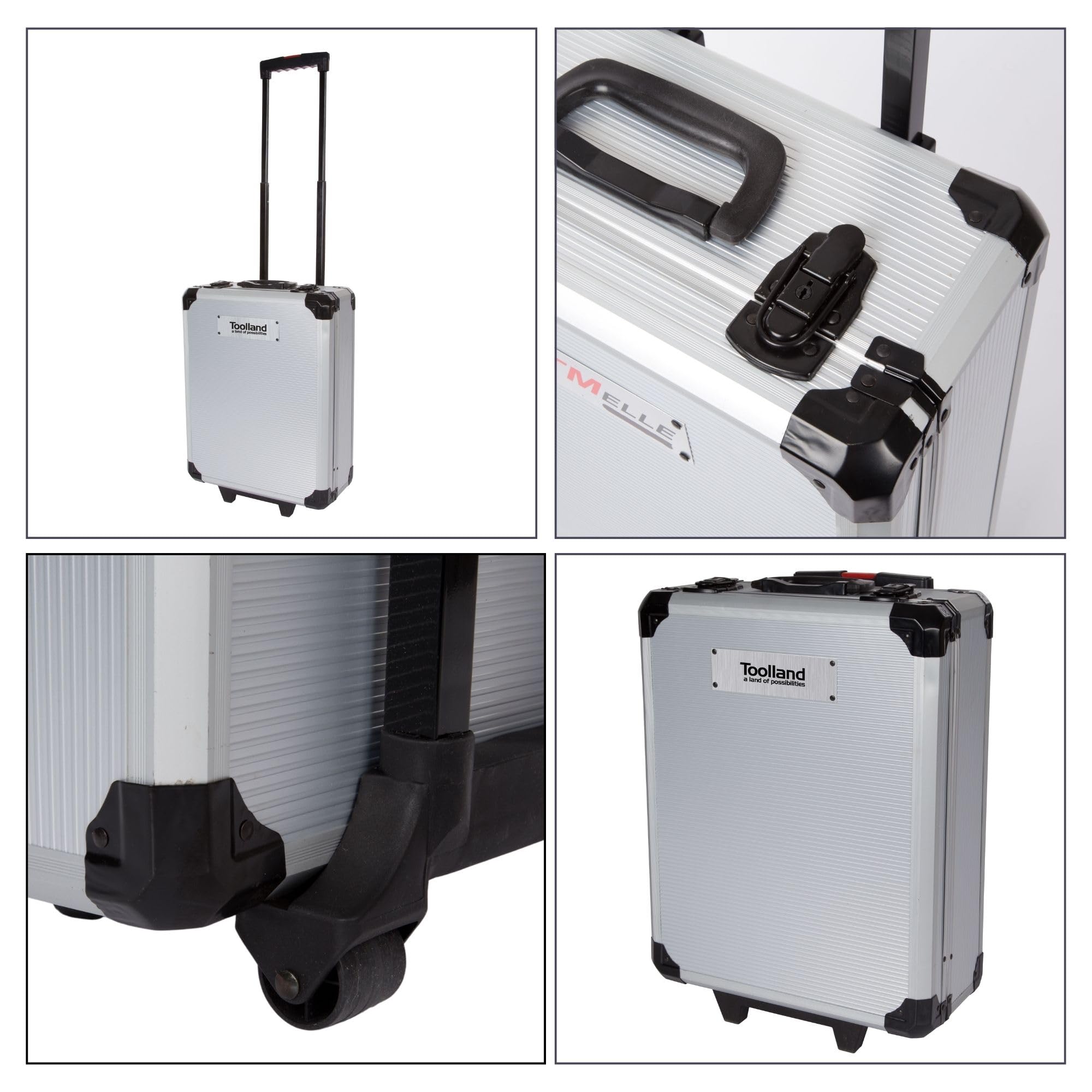 Toolland Trolley de herramientas llenas, 260 piezas, incluidos contenidos, con 4 incrustaciones extraíbles, sobre ruedas.