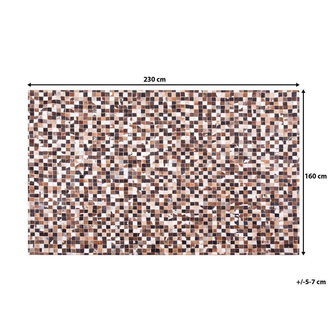 Beliani Tapis Rectangulaire Beige et Marron en Cuir Patchwork pour Intérieur au Style Moderne 160 x 230 cm