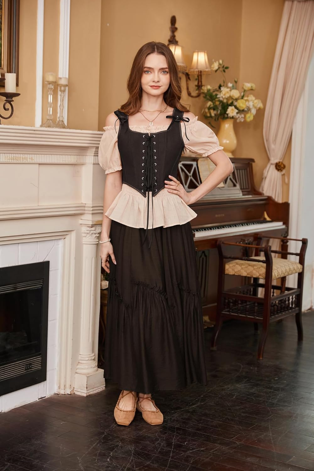 SCARLET DARKNESS Women's Renaissance Corset Tops Vintage Lace Up Overbust Bustier Bodice - Image 7