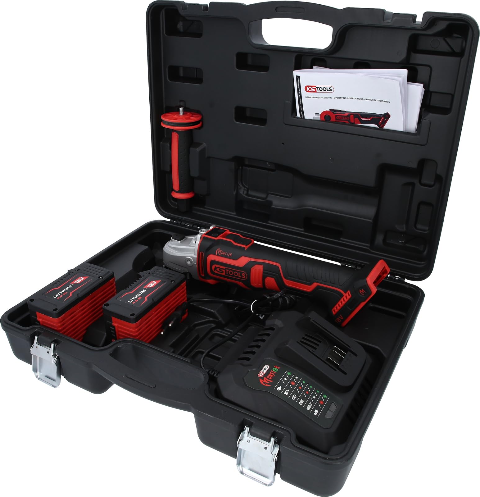KS Tools 515.6200 eMONSTER Brushless-Akku-Winkelschleifer-Satz, 4-tlg