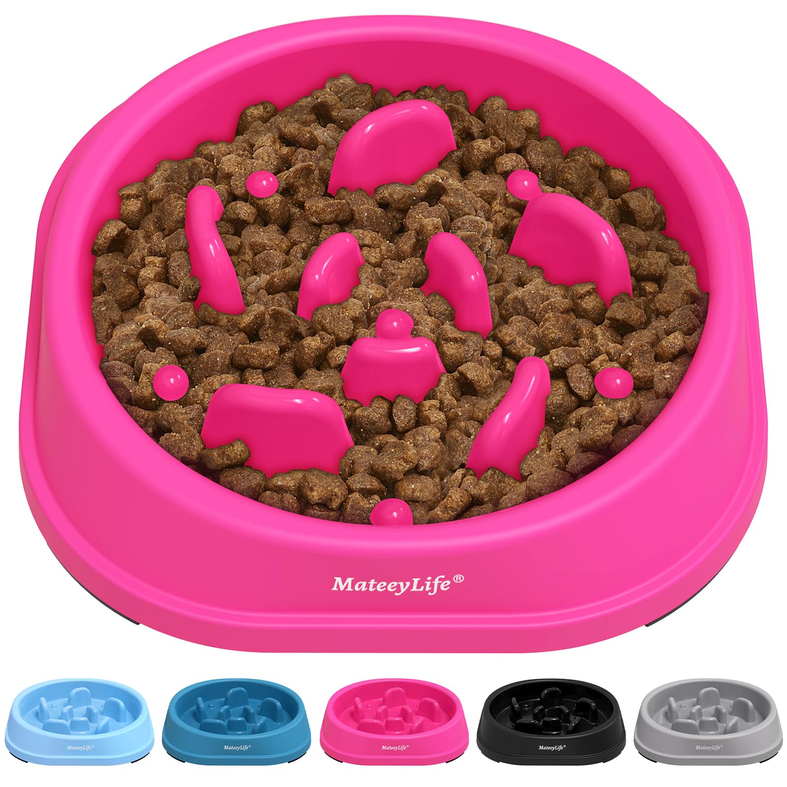 MateeyLife Small Slow Feeder Cat Bowls, Anti-Choking Puzzle Cat Food Bowls, Non Slip Interactive Dog Feeding Slow Down Eating, Bloat Stop Maze Dishes Dog Feeder for Small Breeds 1 Cup Purple