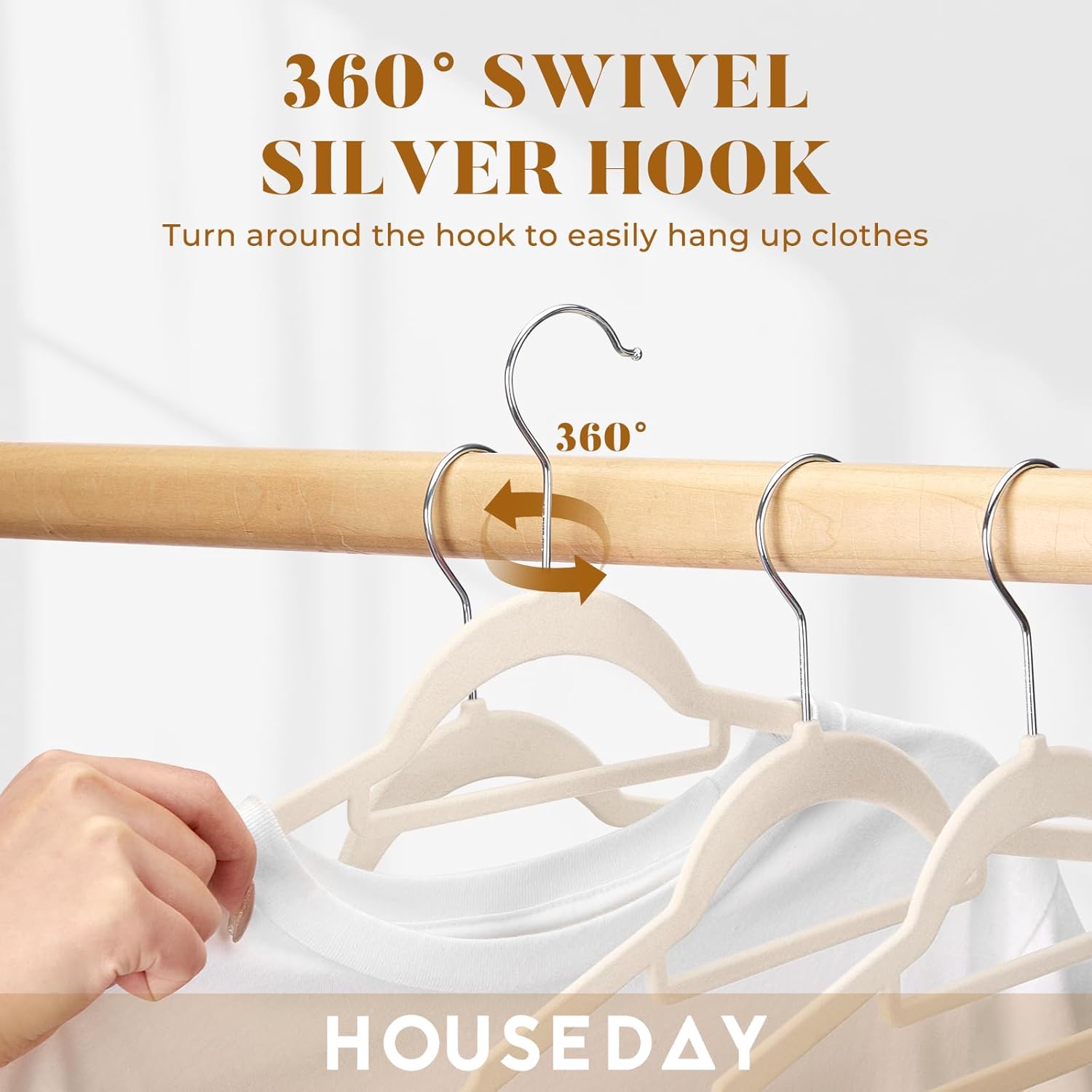 HOUSE DAY Black Velvet Hangers 60 Pack N Ivory Velvet Hangers with Tie Bar 60 Pack