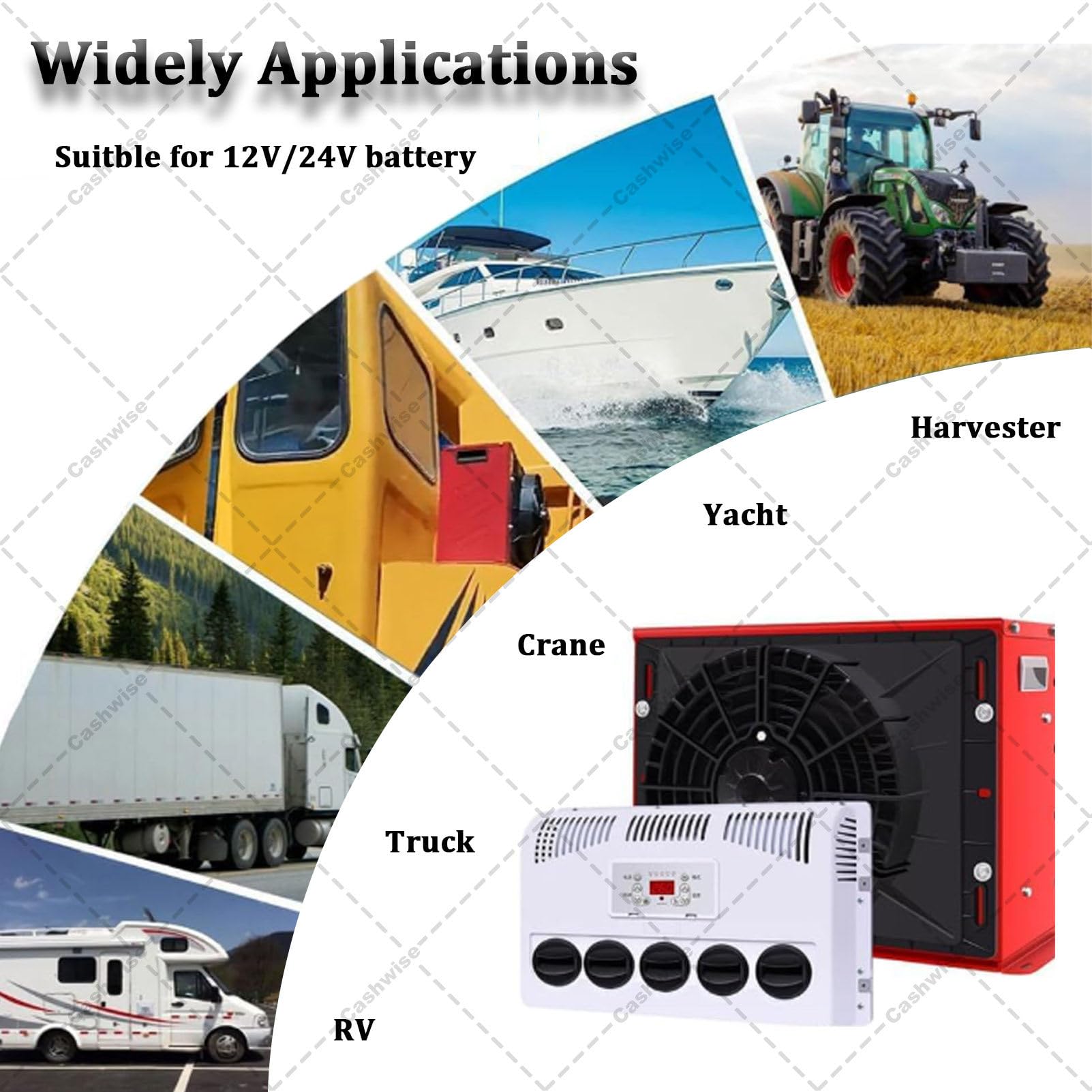Condizionatore d'aria split per camper, unità di climatizzazione elettrica per camion, climatizzatore per cabina camion, raffreddamento rapido e silenzioso, unità di climatizzazione split Black-12V