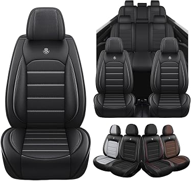 Seat Covers for Ford Expedition Max 2018-2026 8 Seaters, Compatible Airbag Non-Slip Waterproof Leather Seat Protector, Luxury Car Interior Seat Cover Full Set, Black