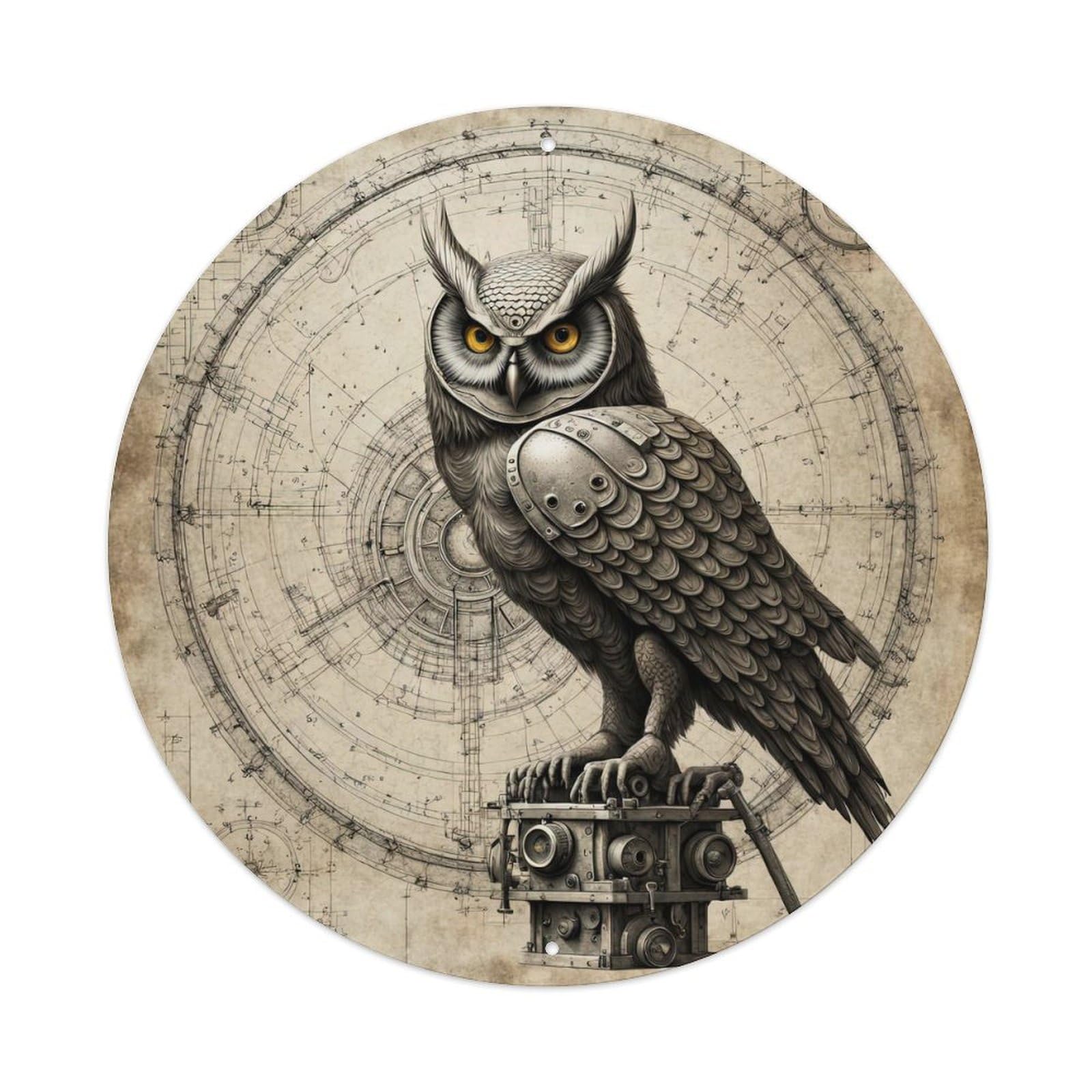 Mechanical Owl Clockwork Bird Vintage Retro Metal Tin Sign