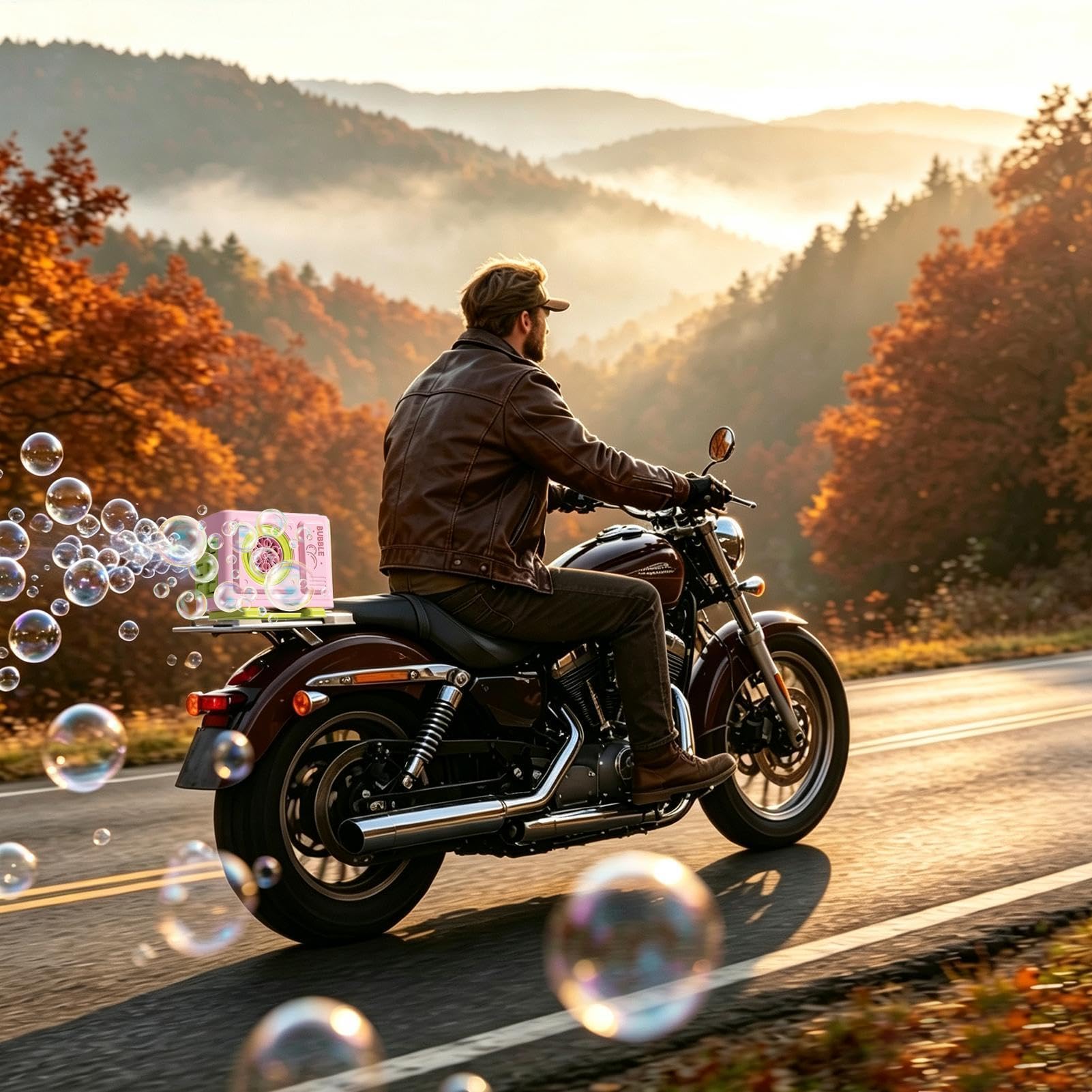 Macchina per bolle di sapone per bicicletta, dispositivo esterno per moto