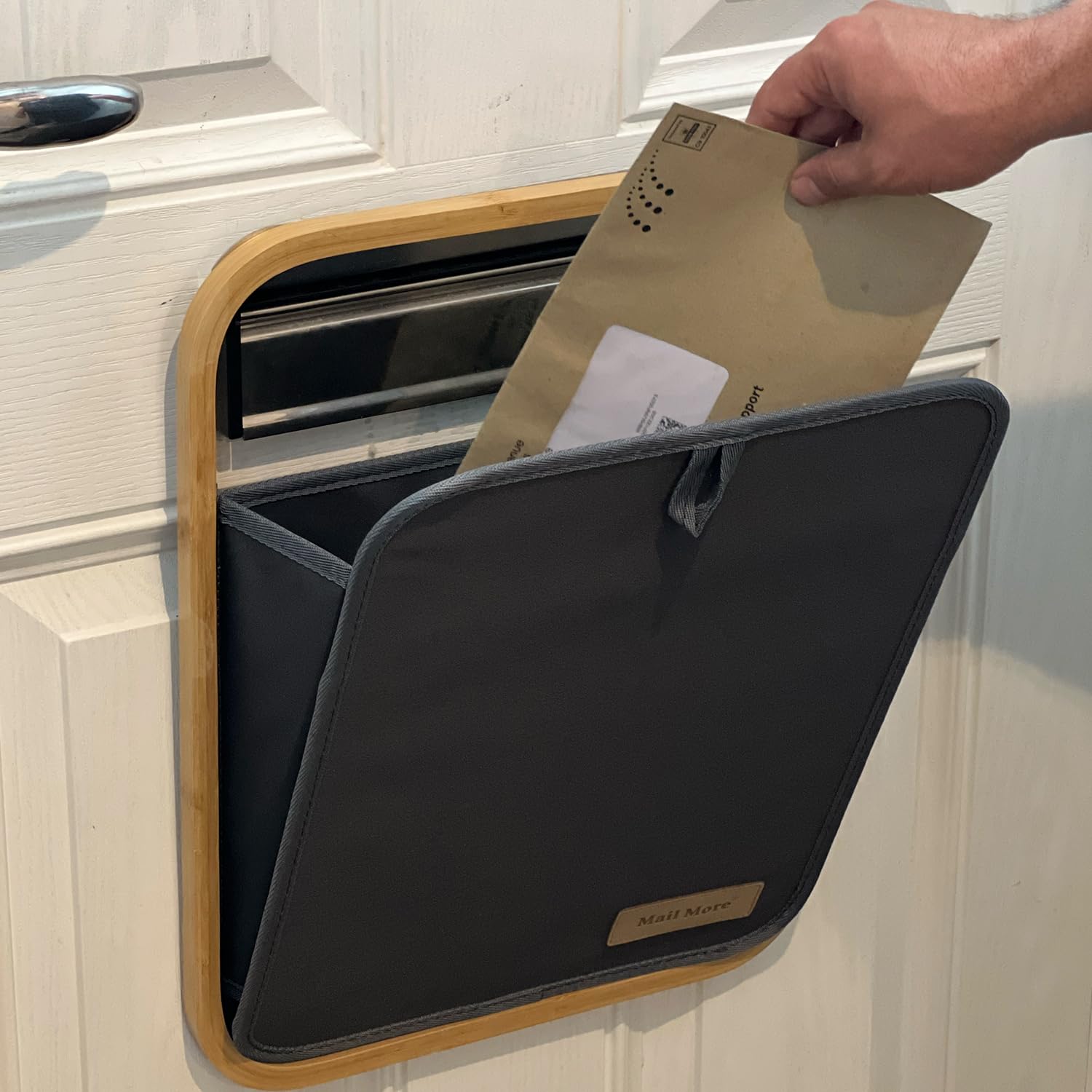 Mail More® Front Door Mail Parcel letter Catcher Cage No Screws, Black Mail Catcher for Letterbox, Post Parcel Holder