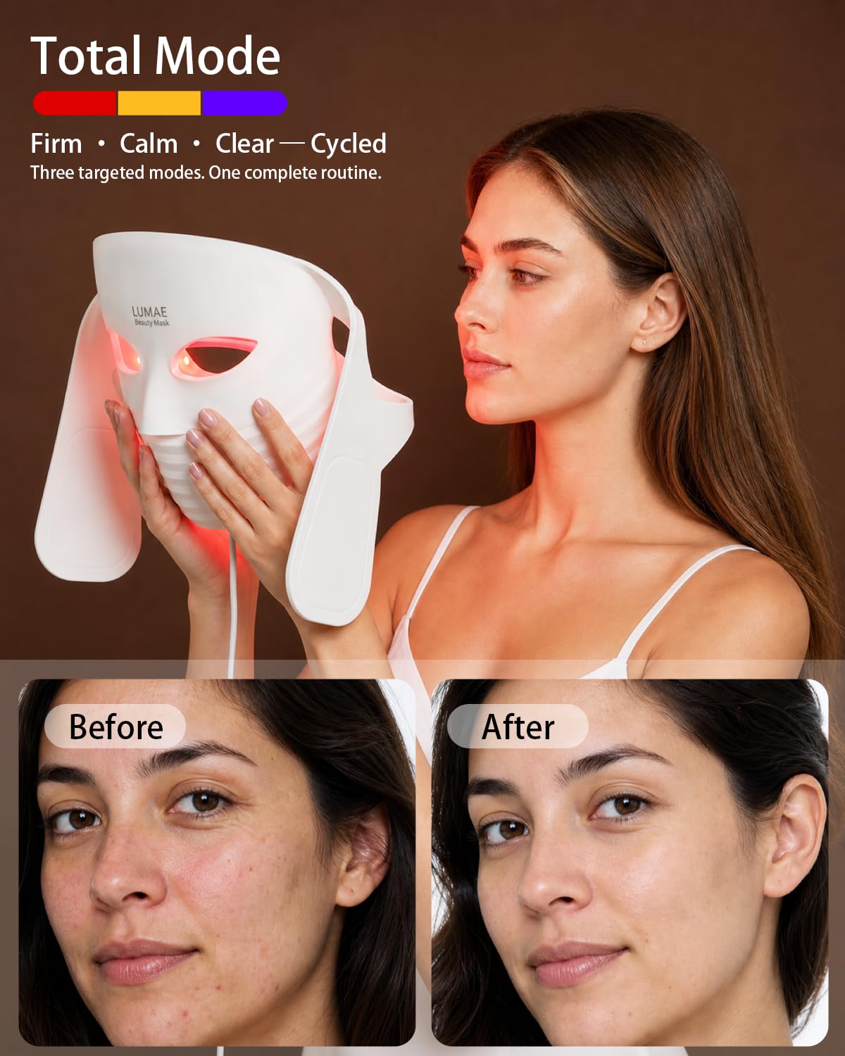 Maschera di terapia della luce rossa 3D per il viso, 5 lunghezze