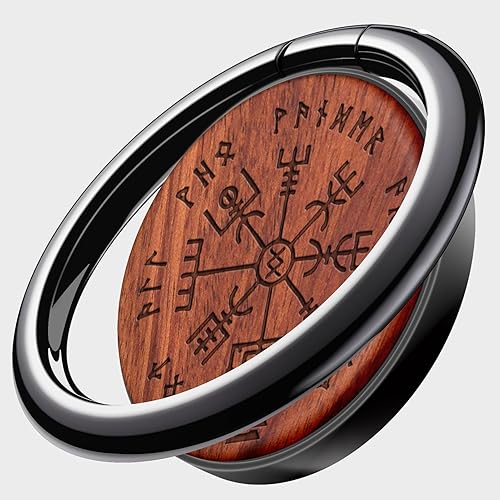 Carveit Soporte de madera para teléfono celular, soporte de dedo con gancho de agarre de metal, soporte de teléfono compatible con Galaxy S24 Ultra