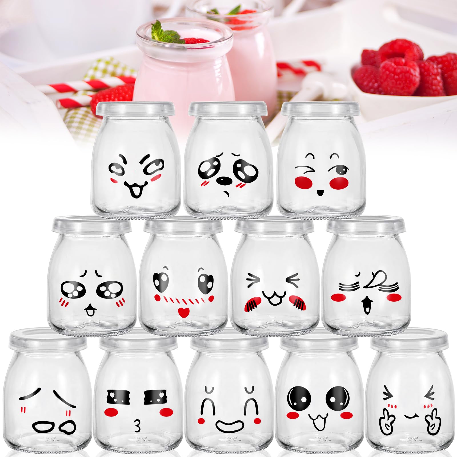 10 Vasetti Yogurt In Vetro Con Coperchio - 100ml, Per Bimby, Dessert E Conserve, Con Cucchiai Di Legno - Foto 2