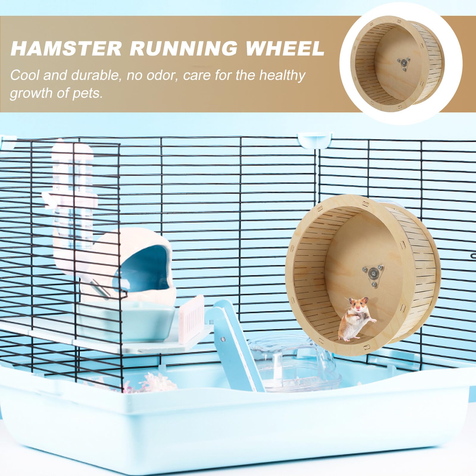 Roue d'exercice en Bois pour Hamster, Jouet Silencieux à Roulement Muet, 22cm, pour Cage de Petits Animaux Style Aléatoire