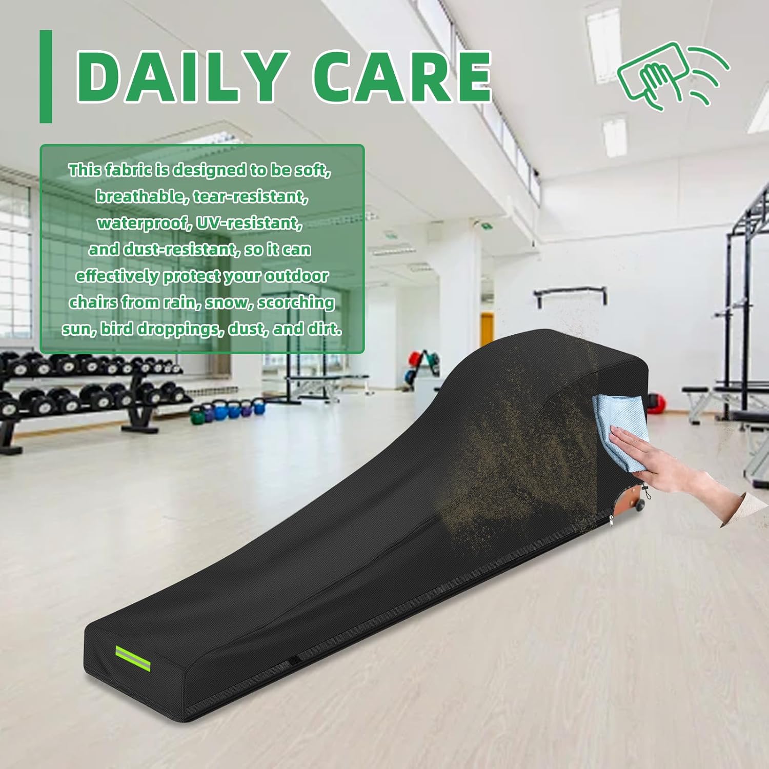 Rowing Machine Cover Fits Concept2 Rower, Fitness Equipment Accessory, 600D Heavy-Duty Waterproof & Fade-Resistant with 50+ UPF UV Shield and WindLock Elastic Hem, Black