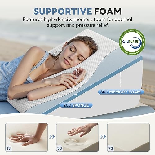 Miniatura 2 de DUMOS Almohada de cuña, almohada corporal para apnea del sueño, alivio del dolor de cuello, poscirugía, comodidad para dormir, reflujo ácido, acidez