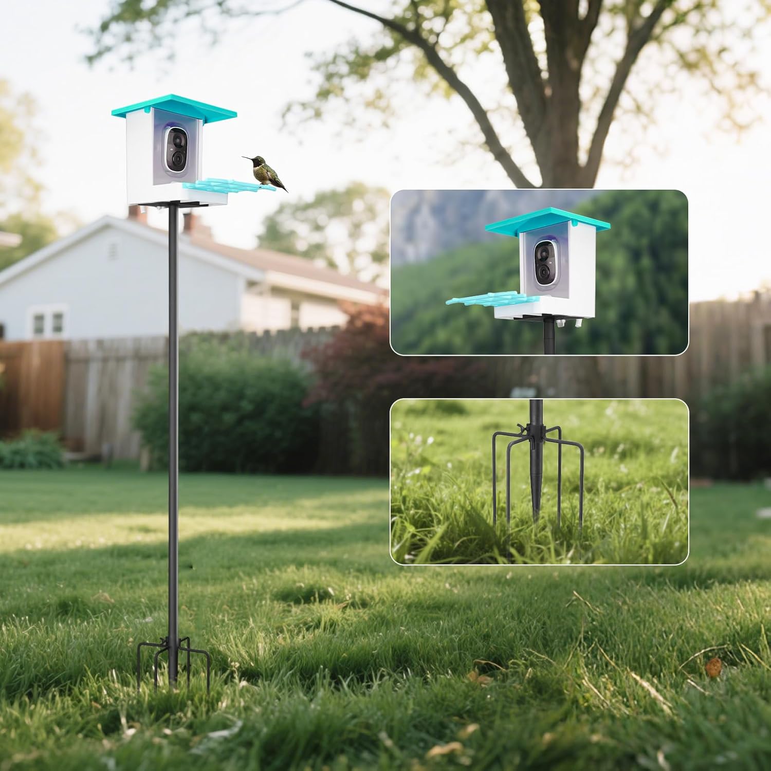 Bird Feeder Pole Kit 80.5 Inch, Outdoor Heavy Duty Birdhouse Pole, 6 Base Adjustable Bird Feeder Holder (for G08,G11Bird Feeder)