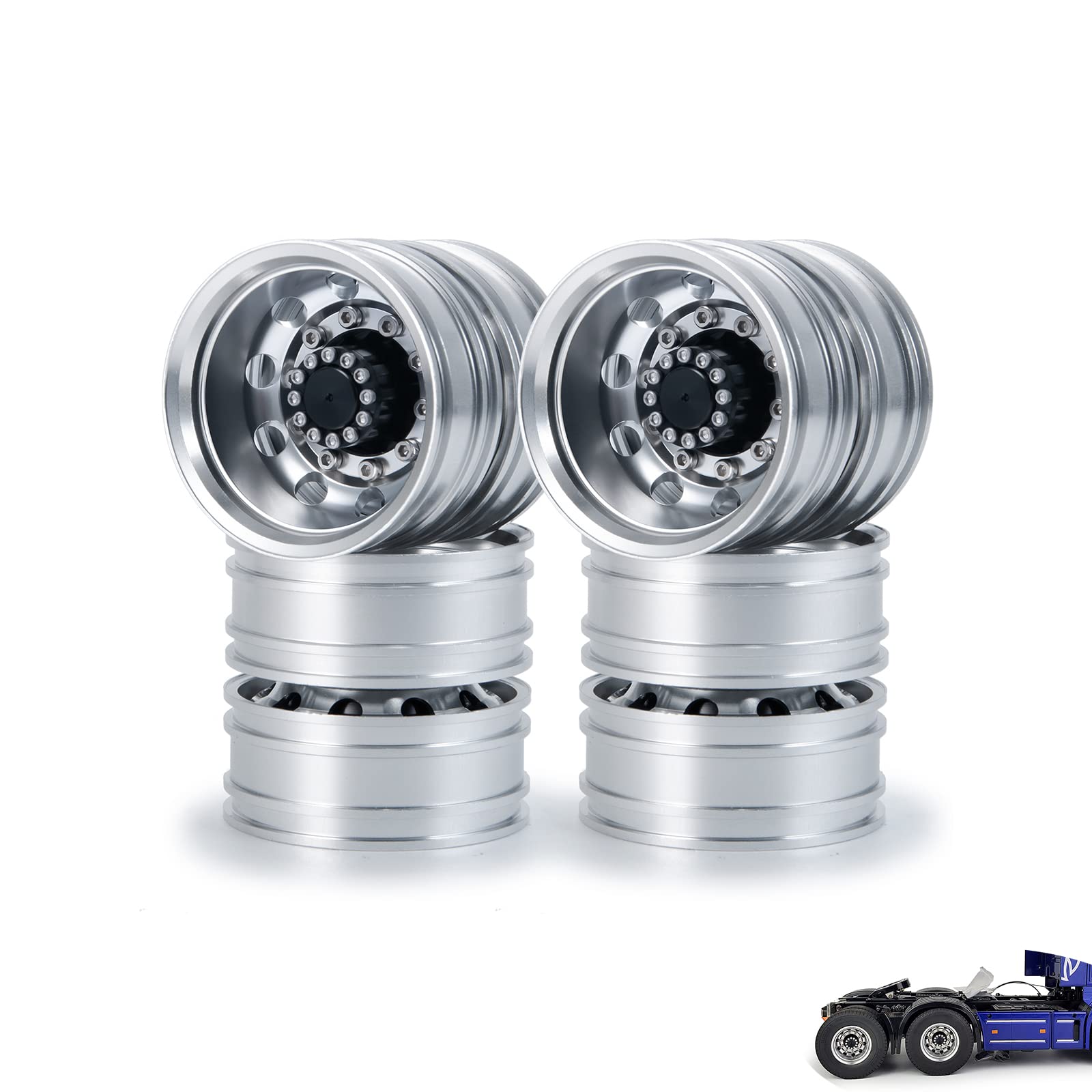AXspeed 4 pz/set cerchi posteriori in metallo mozzi per 1:14 Tamiya rimorchio trattore camion arrampicata RC auto