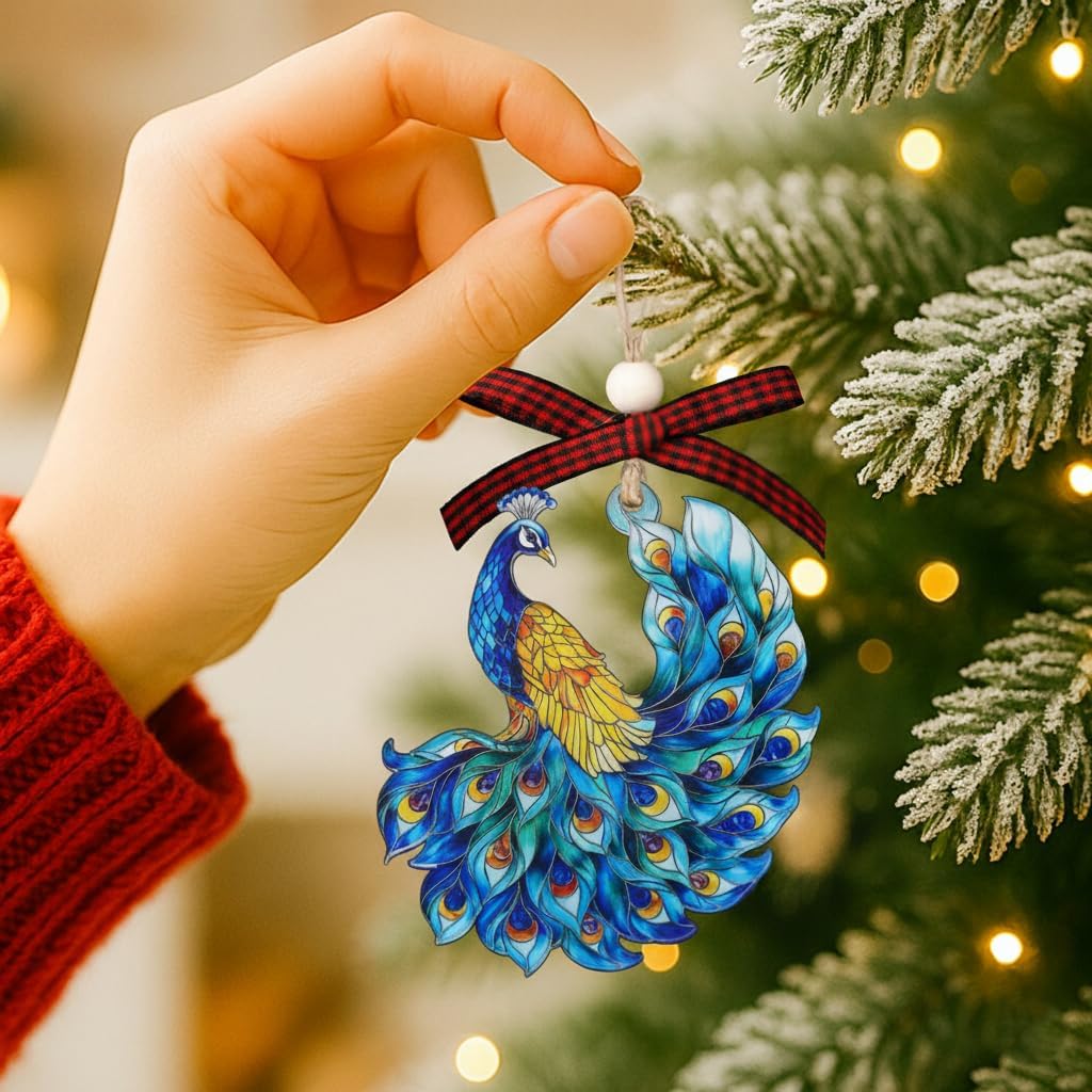 Peacock Ornaments - Peacock Ornaments for Christmas Tree - Peacocks Gifts for Women, Girls, Animal Lovers - Acrylic Hanging Christmas Ornaments Decor 2025 - Image 3