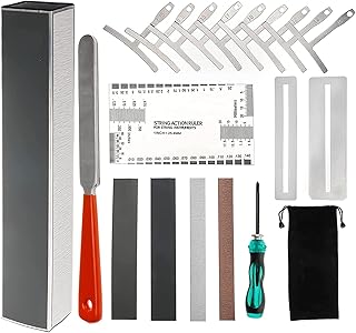 Patioer Guitar Luthier Repair Tool kit with 8" Guitar Fret Leveling Beam, Fret Crowning Luthier File, String Action Ruler Gauge, 9 Understring Radius Gauge, Screwdriver, Fingerboard Guard and Sandpaper