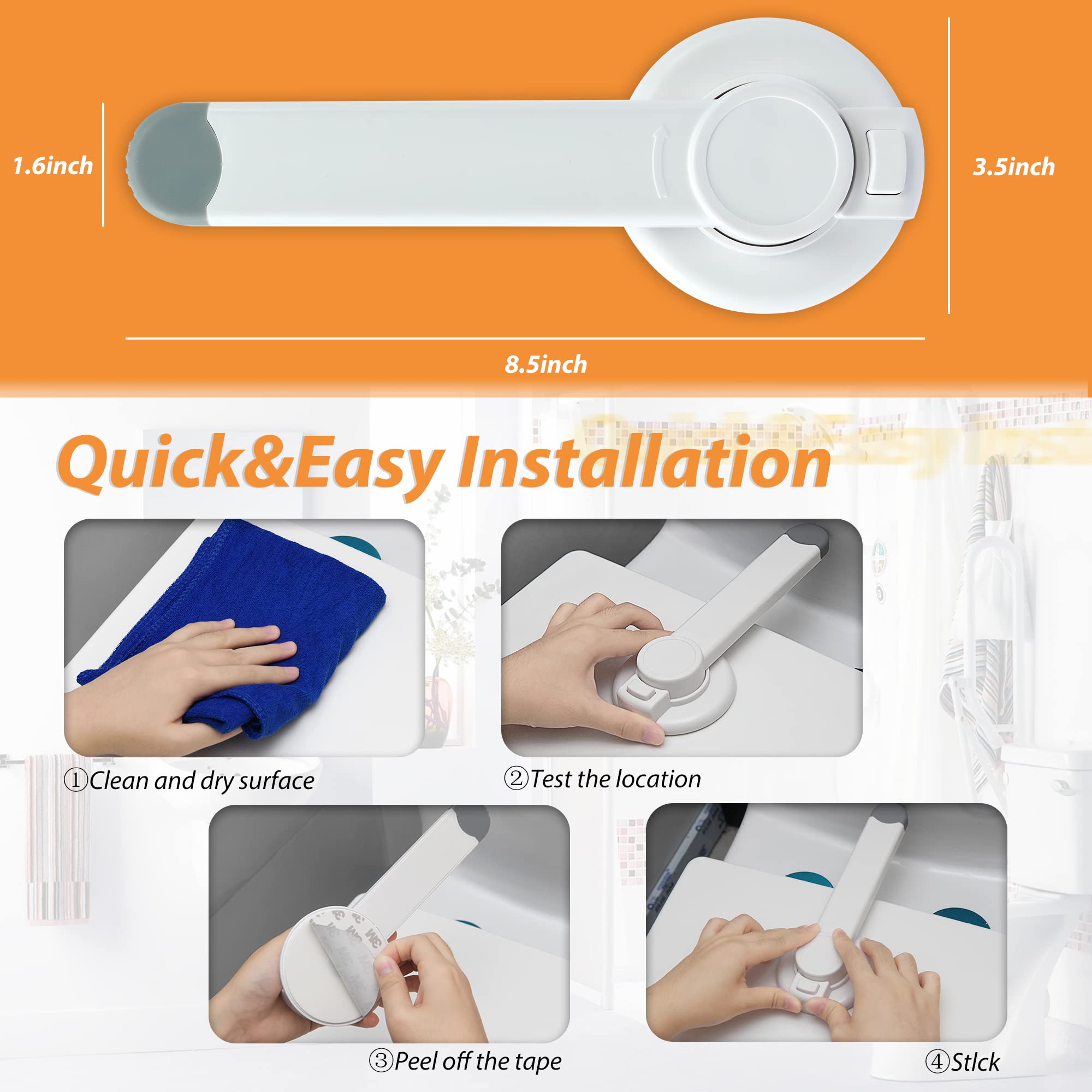 Verrou de Toilettede de Sécurité pour Bébé, 2Pack Verrou de Toilette à l'épreuve des Bébés Amélioré Sécurité des Enfants Aucun Outil Nécessaire Installation Facile avec Adhésif 3M.