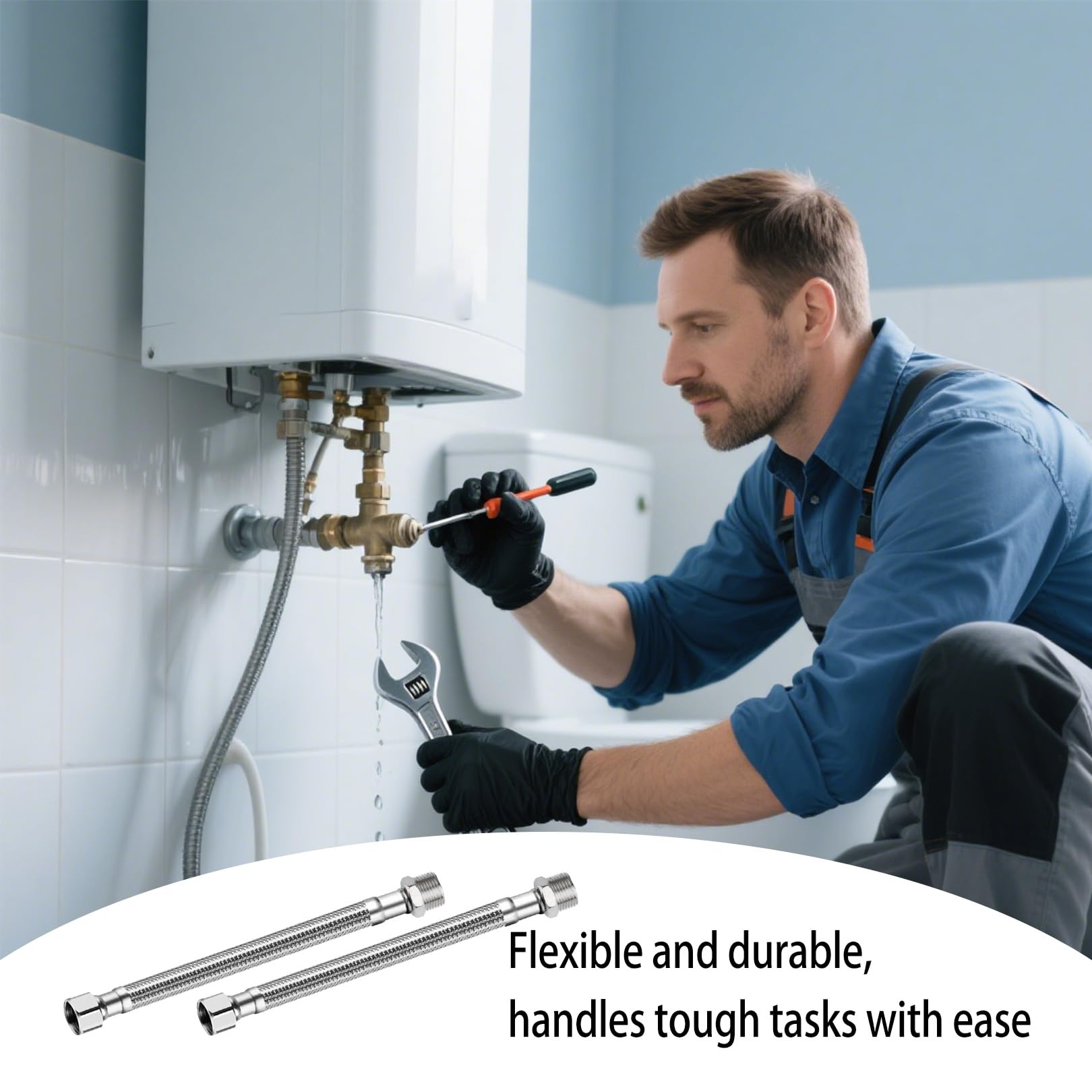 2 Stück Flexschlauch 3/8 Zol,Panzerschlauch 3/8 Zoll,Schlauch Für Wasserhahn Verlängerung,Edelstahl,Mit Anschlussstück Und Außengewinde Für Wasserhähne Eckventile,Badezimmer Und Küchenarmaturen (31cm)