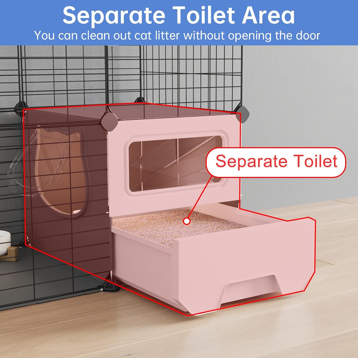 Oneluck Cat Cage Indoor with Litter Box 2-Tier DIY Cat Playpen Detachable Metal Wire Kennel Crate Large Exercise Place Ideal for 1-2 Kitten (41.3" L x 17.8" W x 27.6" H)