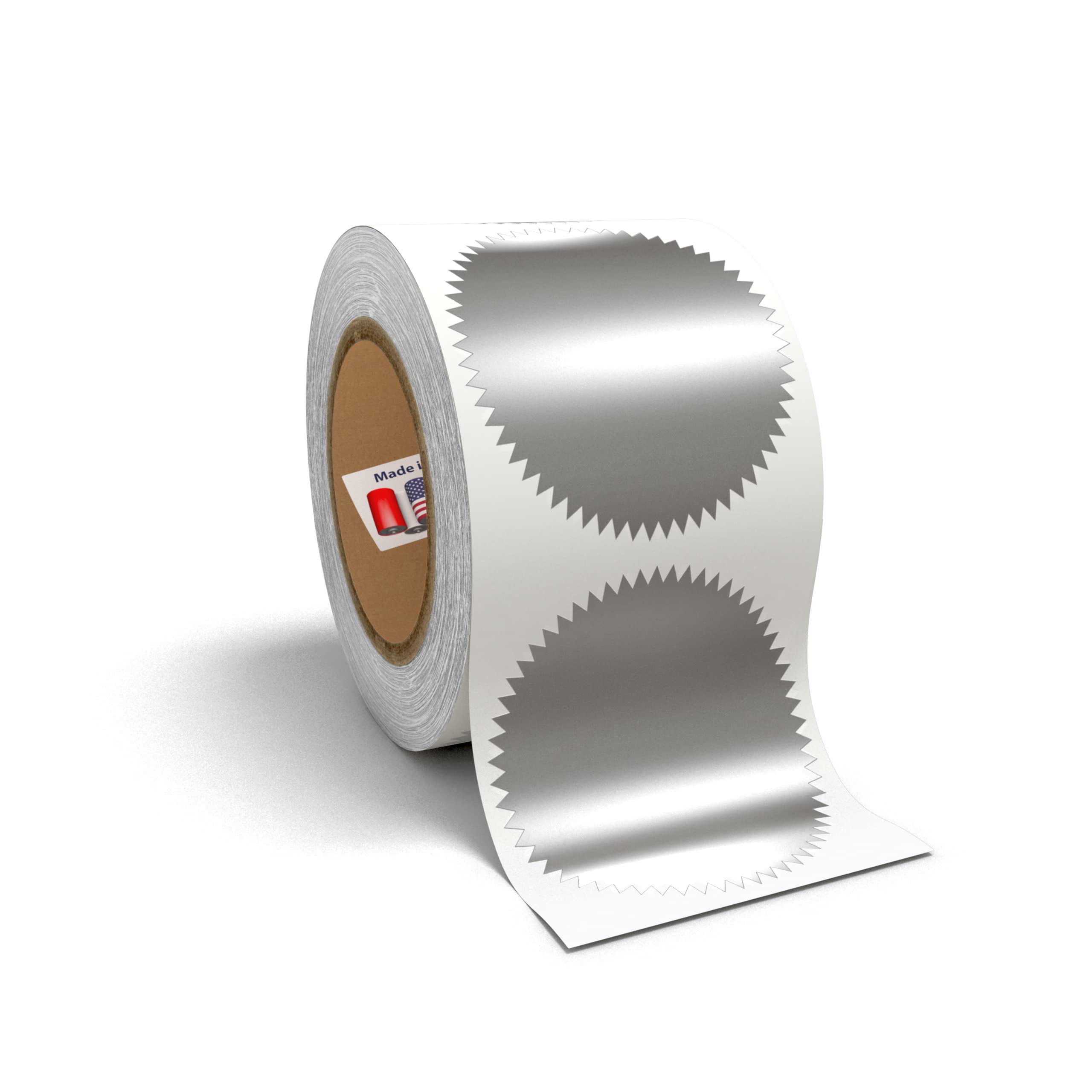 KENCOSilver Metallic 2” Serrated Edge Sealing Stickers – for Sealing, Awards, Embossing, Certificates, and Envelopes Made in The USA (Silver)