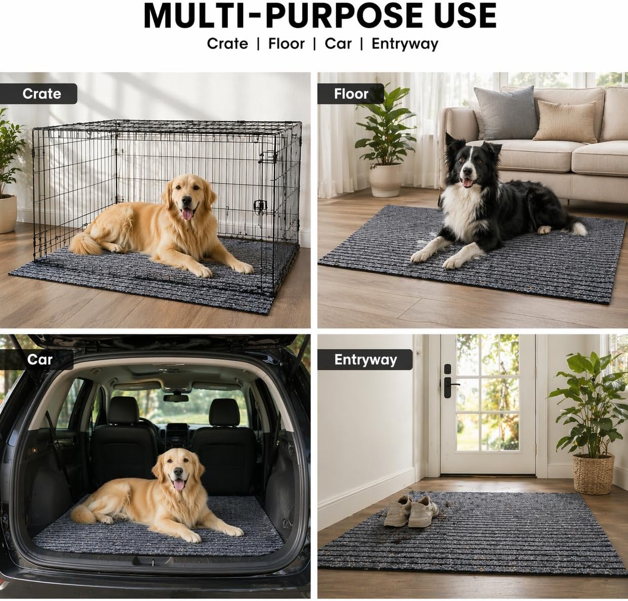 Waterproof Dog Crate Floor Mat 47” x 60” – Non-Slip Kennel Mat Liner to Protect Floors from Accidents
