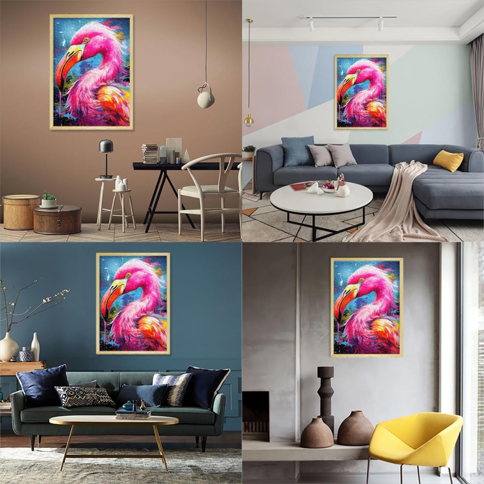 Puzzle 1000 Pezzi Per Adulti - Piante Tropicali E Fenicotteri - Dimensioni 74,9x50 Cm - In Legno E Carta, Con Lettere Sul Retro E Sacchetto Organizzatore - 3