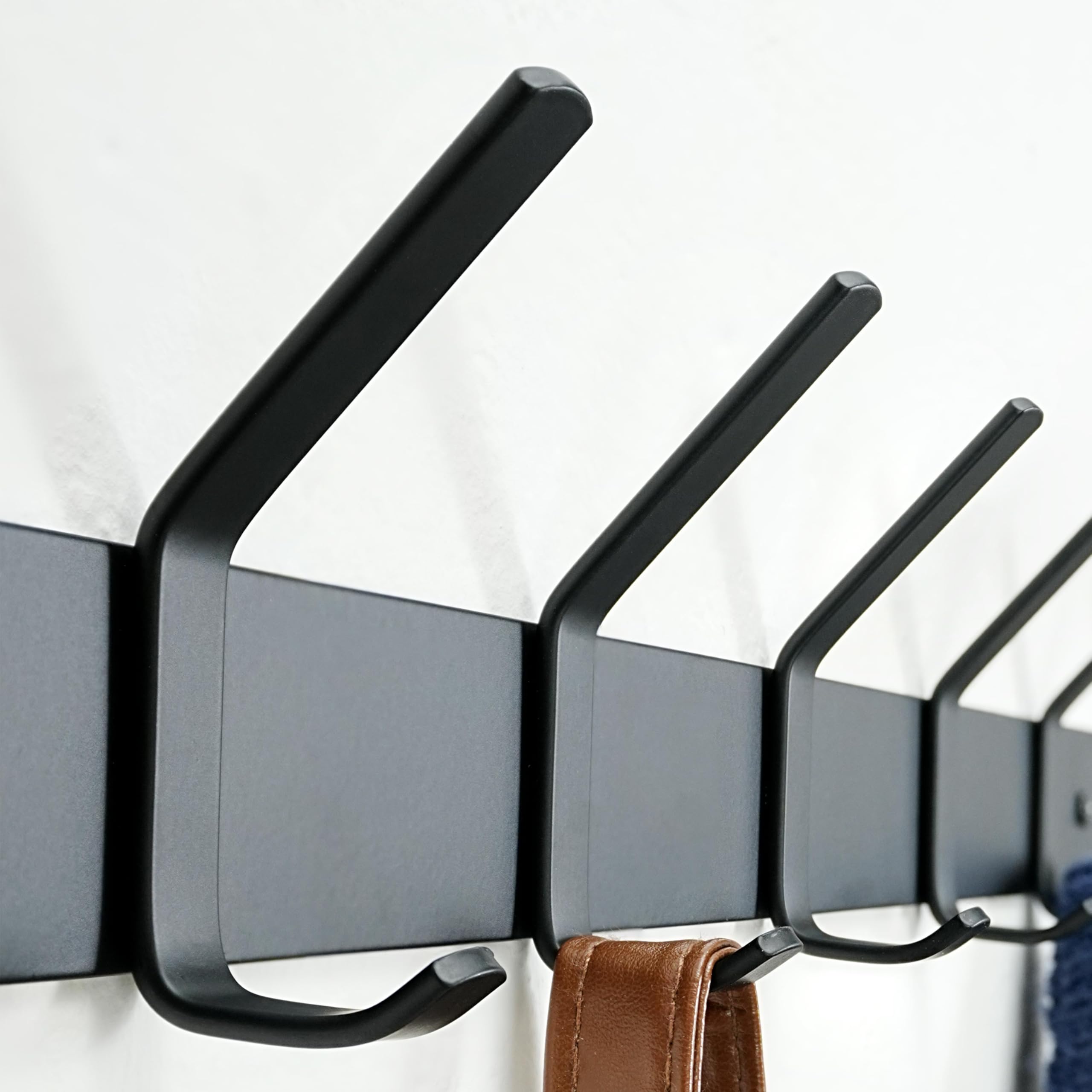 HONSKY Coat Rack Wall Mounted, Towel Rack, Metal Wall Coat Hanger with 7 Double Hooks (14 Hooks), for Hanging Coat Hat, Bag - Image 3