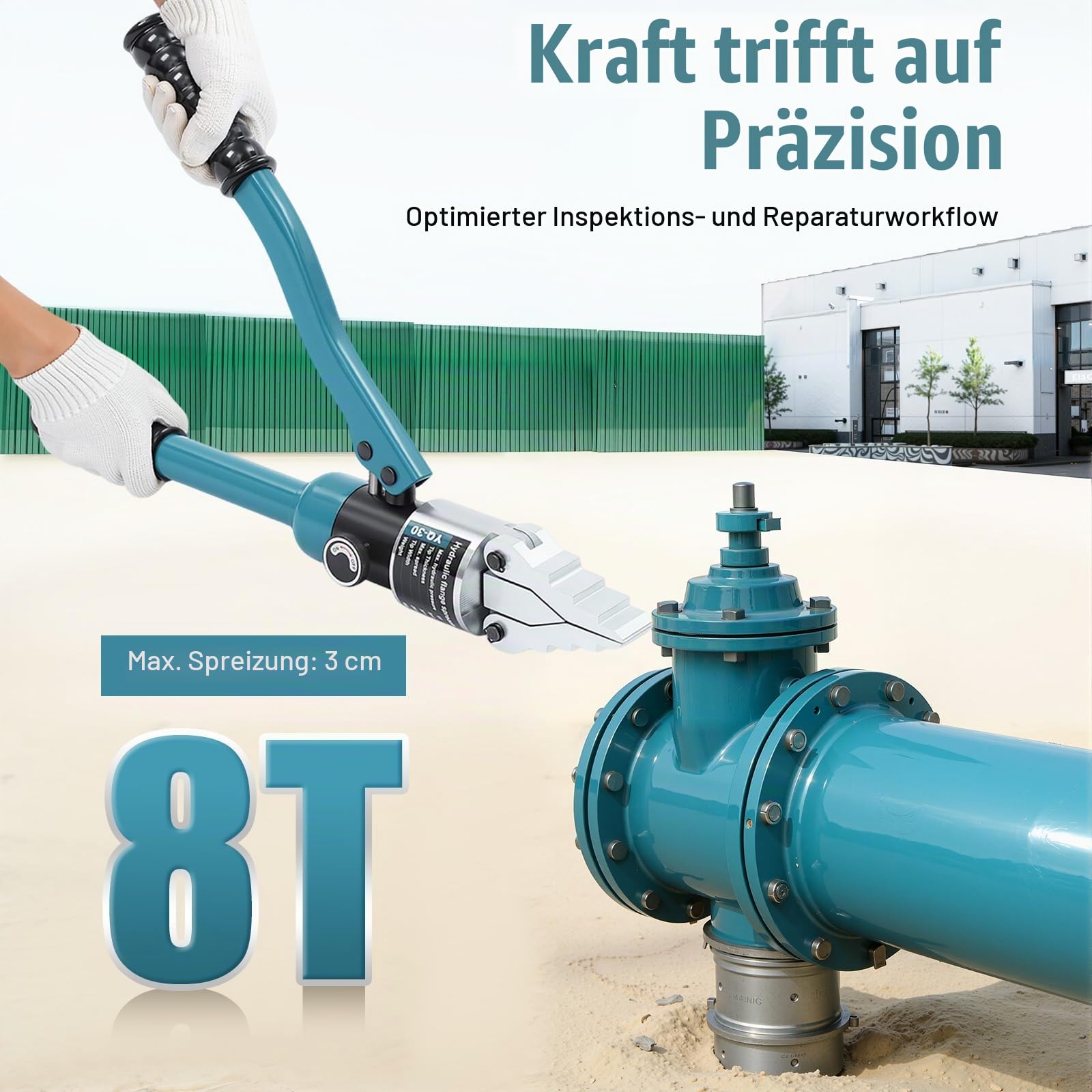 8 Ton Hydraulische Flanschspreizer,Portable Hydraulik Flansch Spreizer Spreader Trenner,Manual Flange Dividing Set Hand-held Integrated Hydraulic Spreader Dividing Tool,für Schiffbau,Brandbekämpfung