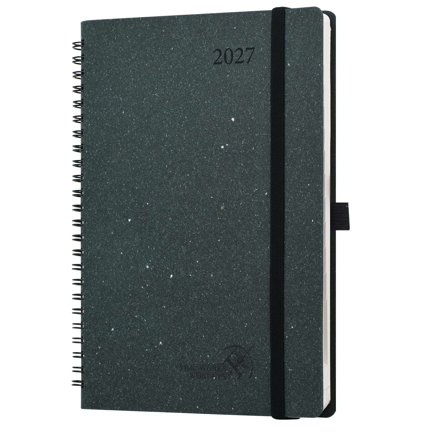 POPRUN Diary 2027 Week to View Approx. A5 Recycled Materials Spiral Diary