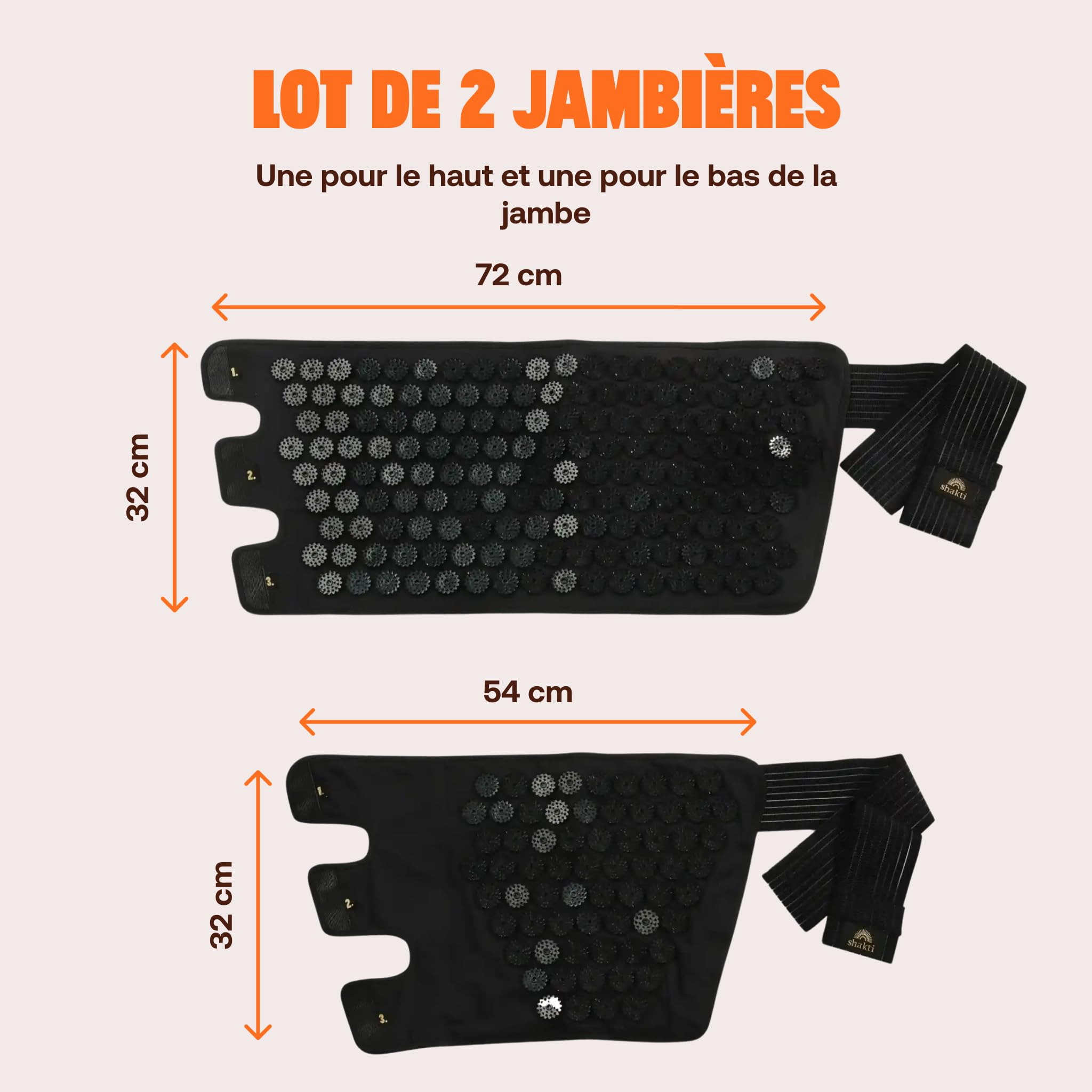 ShaktiMat [L'original depuis 2007 Jambières d'Acupression - Relaxation Musculaire pour Jambes & Cuisses - Améliore circulation sanguine - Coton Biologique - Fabrication éthique