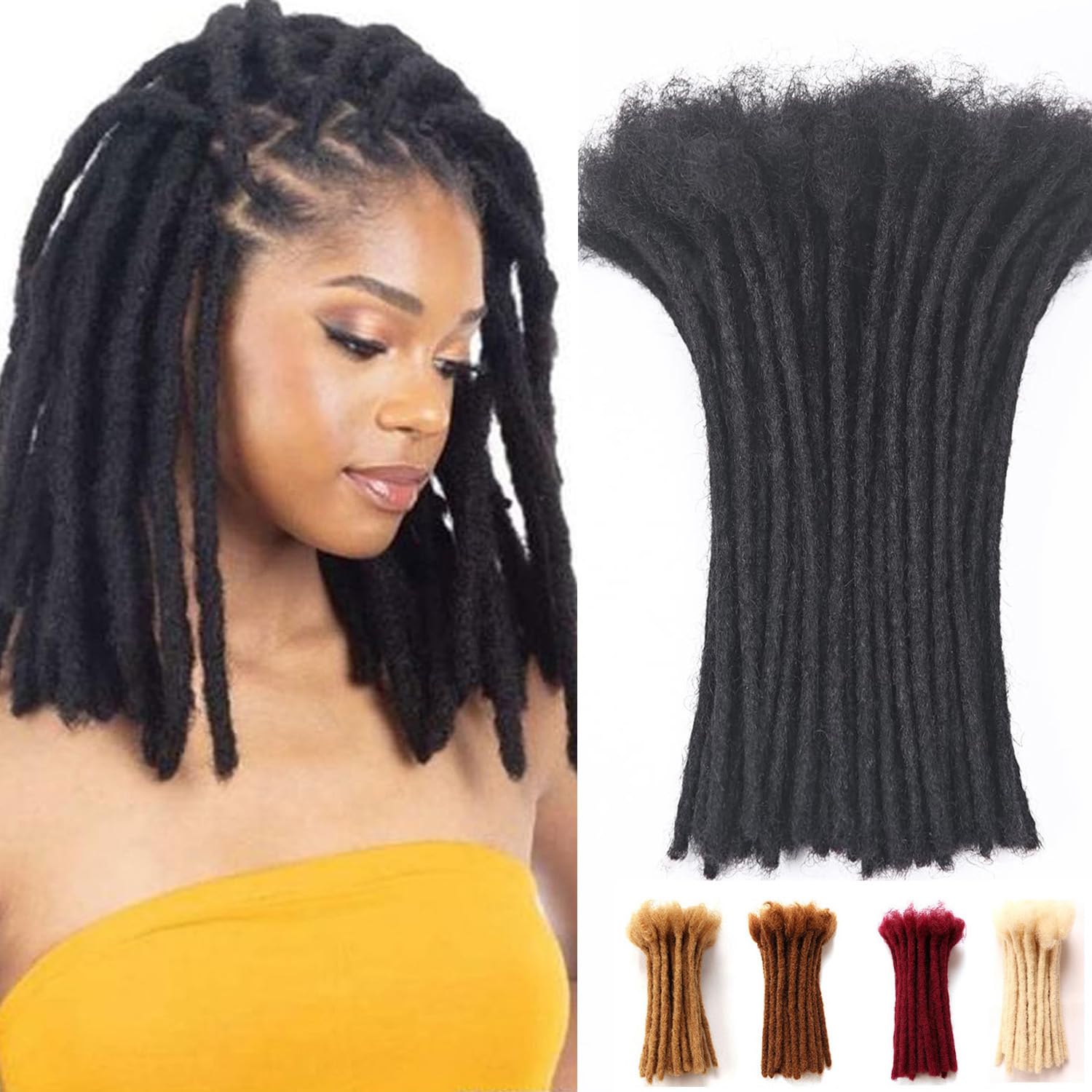 Dreadlock Extensions Human Hair Extensions for Braiding 0.8cm Afro Kinkyhair for Braiding Black Hair Extensions Dreadlocks Extensions (1B-0.8cm