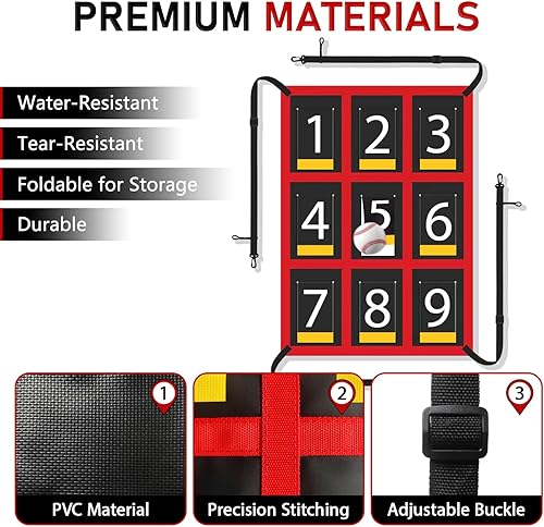 Miniatura 6 de Red de práctica de béisbol y sóftbol de 7 x 7 pies con 9 zonas de strike numeradas  Red de entrenamiento PRO para golpear, lanzar y batear  con