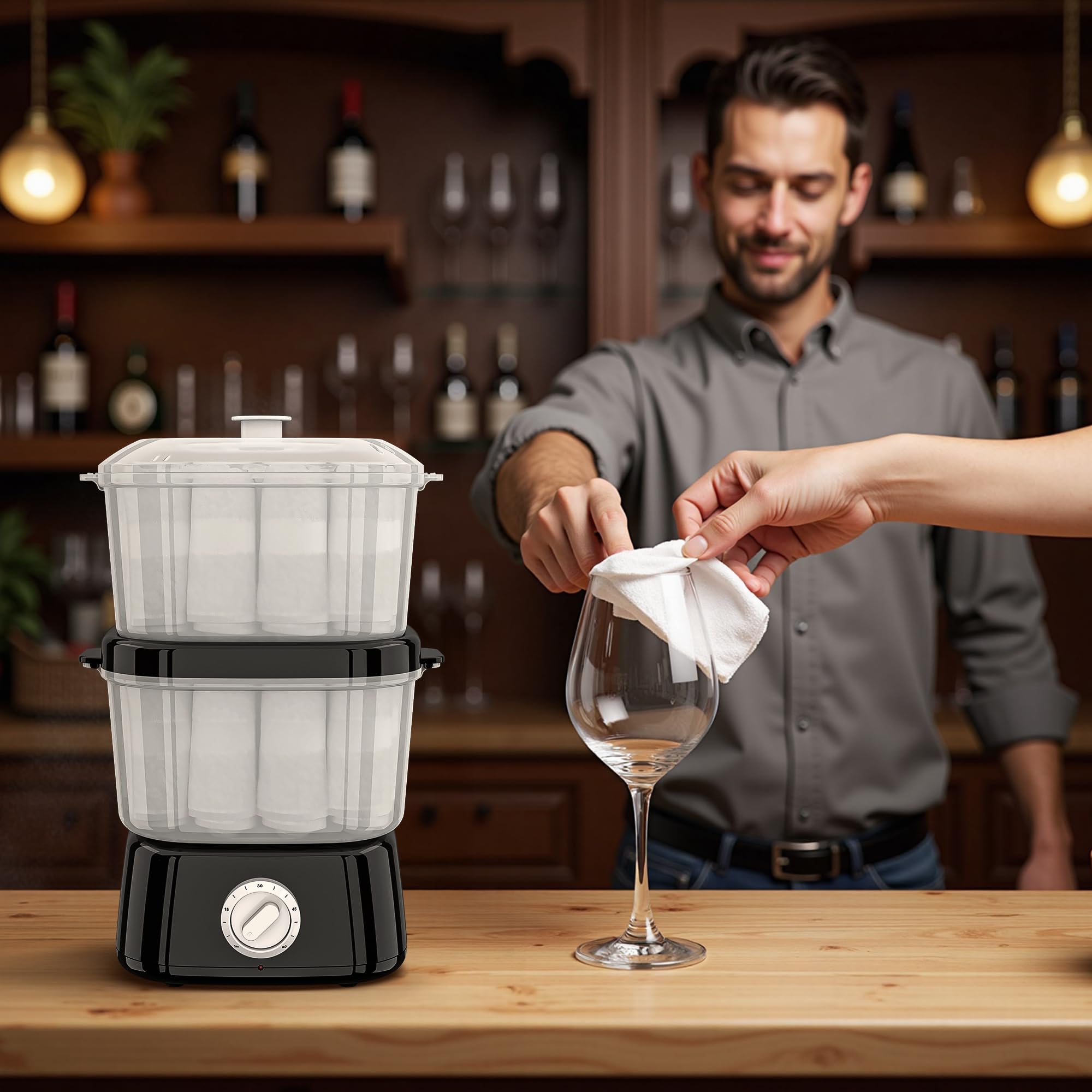 Calentador de toallas 2 en 1, 6 l, gran capacidad, vaporizador para toallas calientes, uso simple y versátil para peluquería, salón de belleza, spa, manicura, hotel, casa (negro)