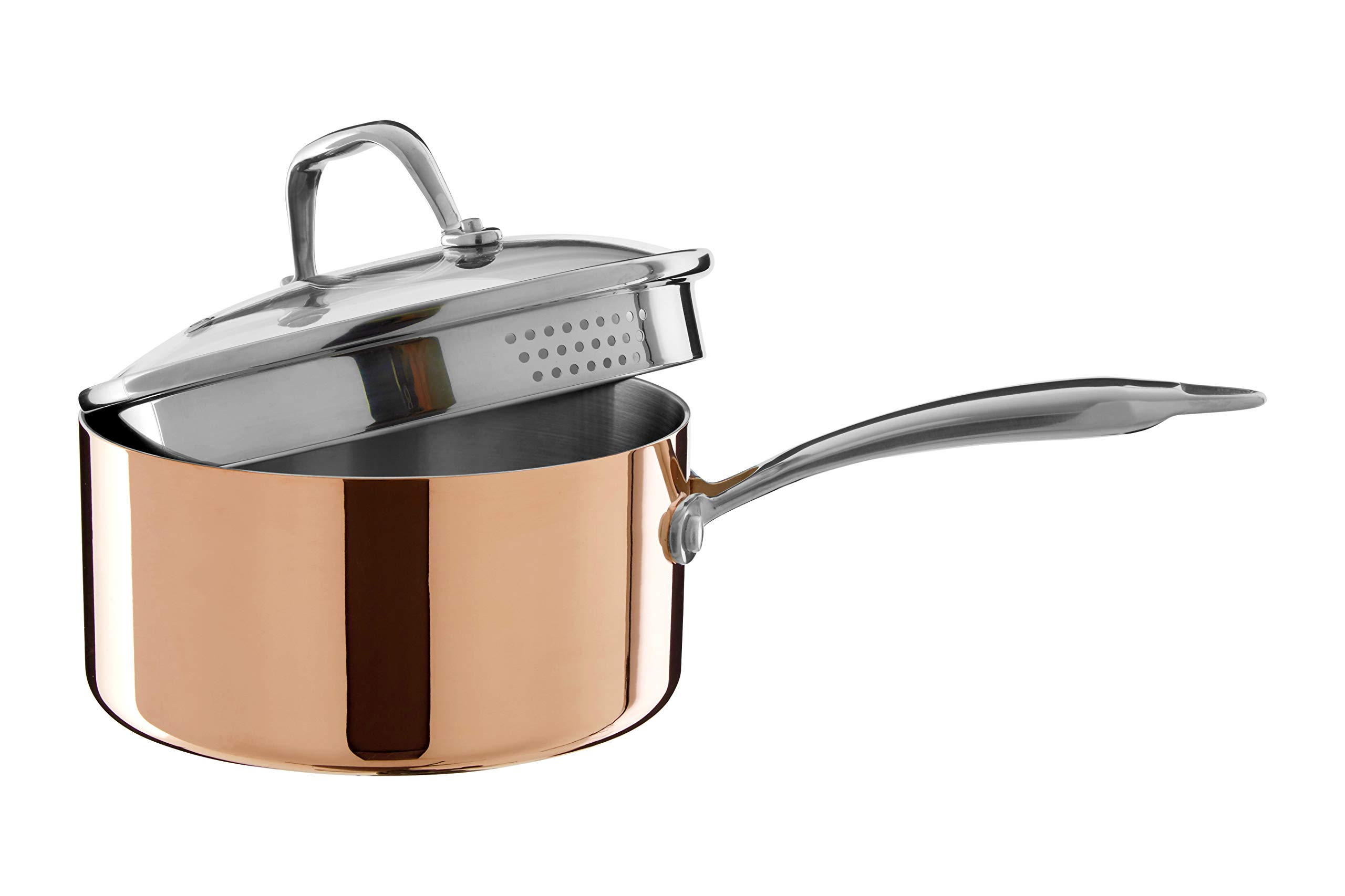 Premier Housewares Minerva 18 cm Kochtopf, Aluminium, Kupfer, Glas, Edelstahl, 18x38x16